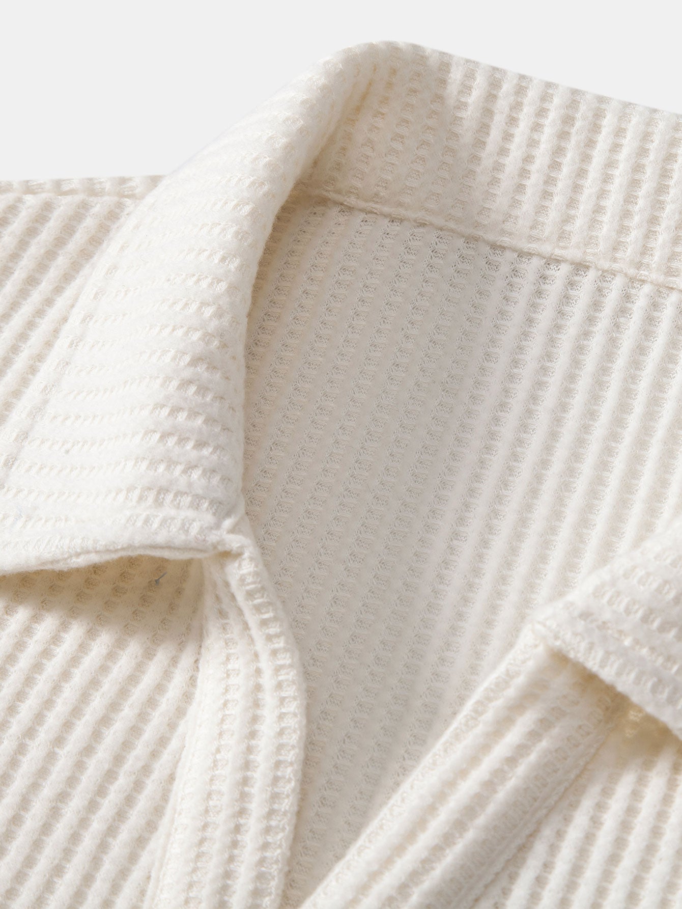 Short Sleeved Waffle V-neck Polo & Drawstring Knitted Waffle Shorts