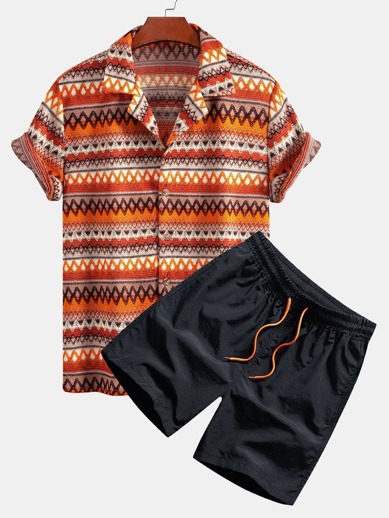 Geometric Cuban Shirt & Swim Shorts