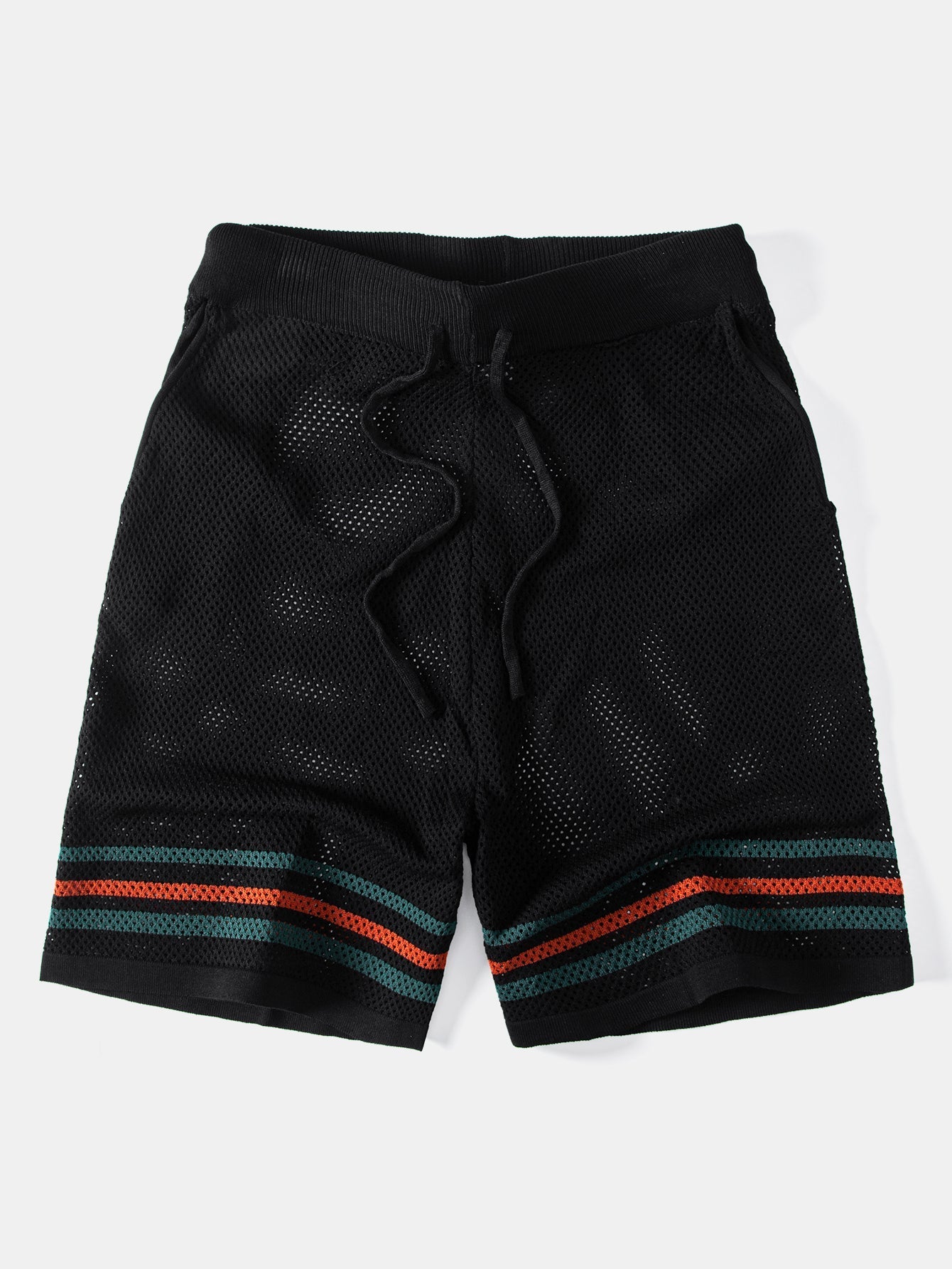 Stripe Button Up Open Kint Shirt & Drawstring Shorts