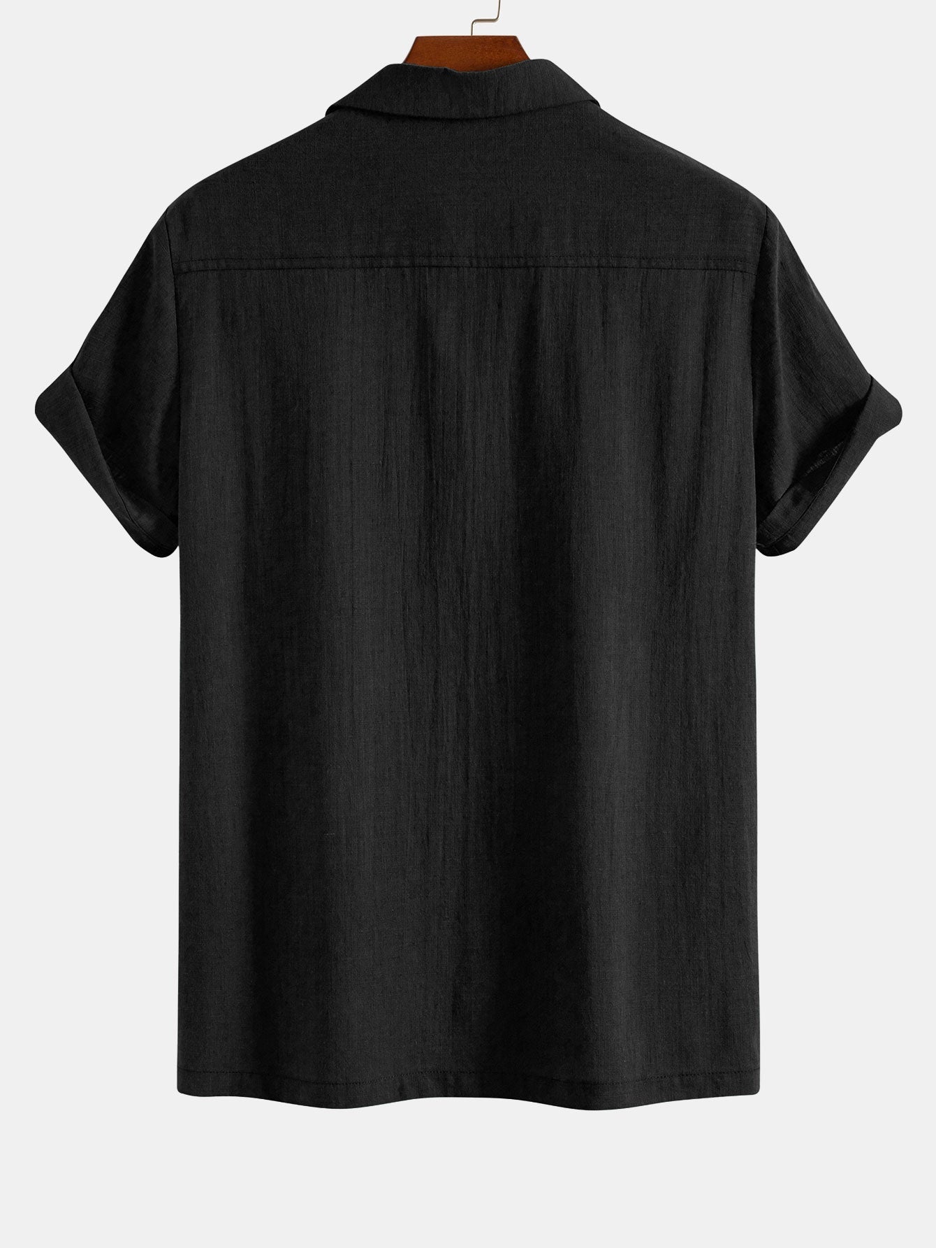 Linen Look Patchwork Bowling Shirt & Straight Leg Linen Pants