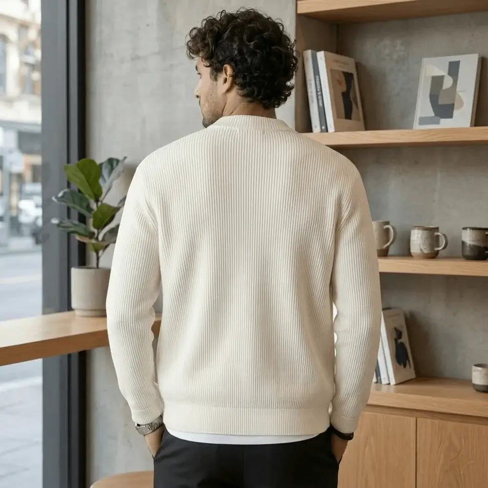 Lacoste — Pull Zippé en Maille Côtelée