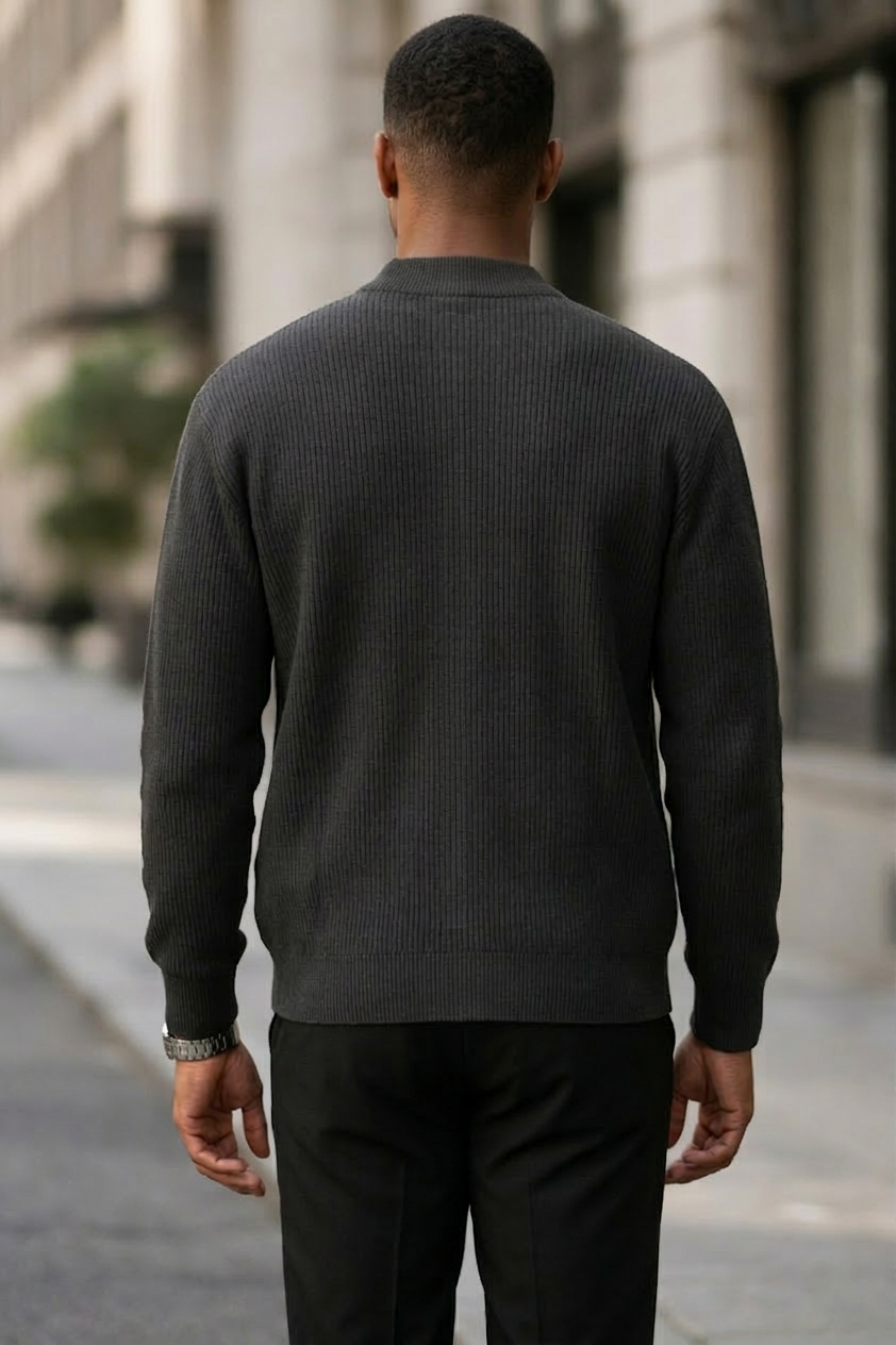 Lacoste — Pull Zippé en Maille Côtelée