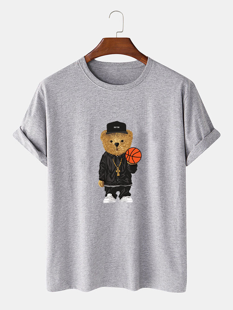 Basketball Bear Print T-Shirt & Shorts