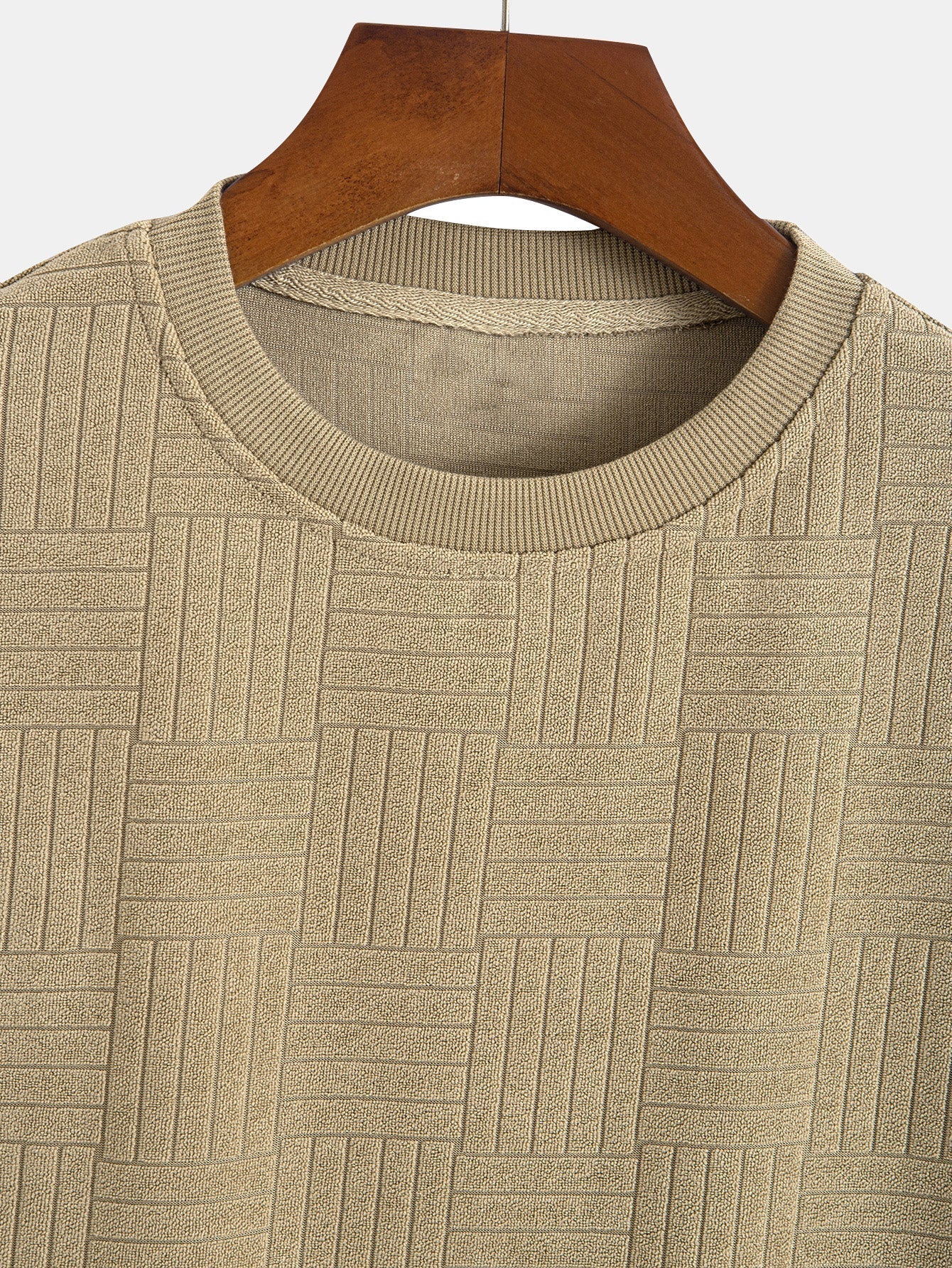 Striped Towelling Texture Arc Hem T-Shirt & Shorts