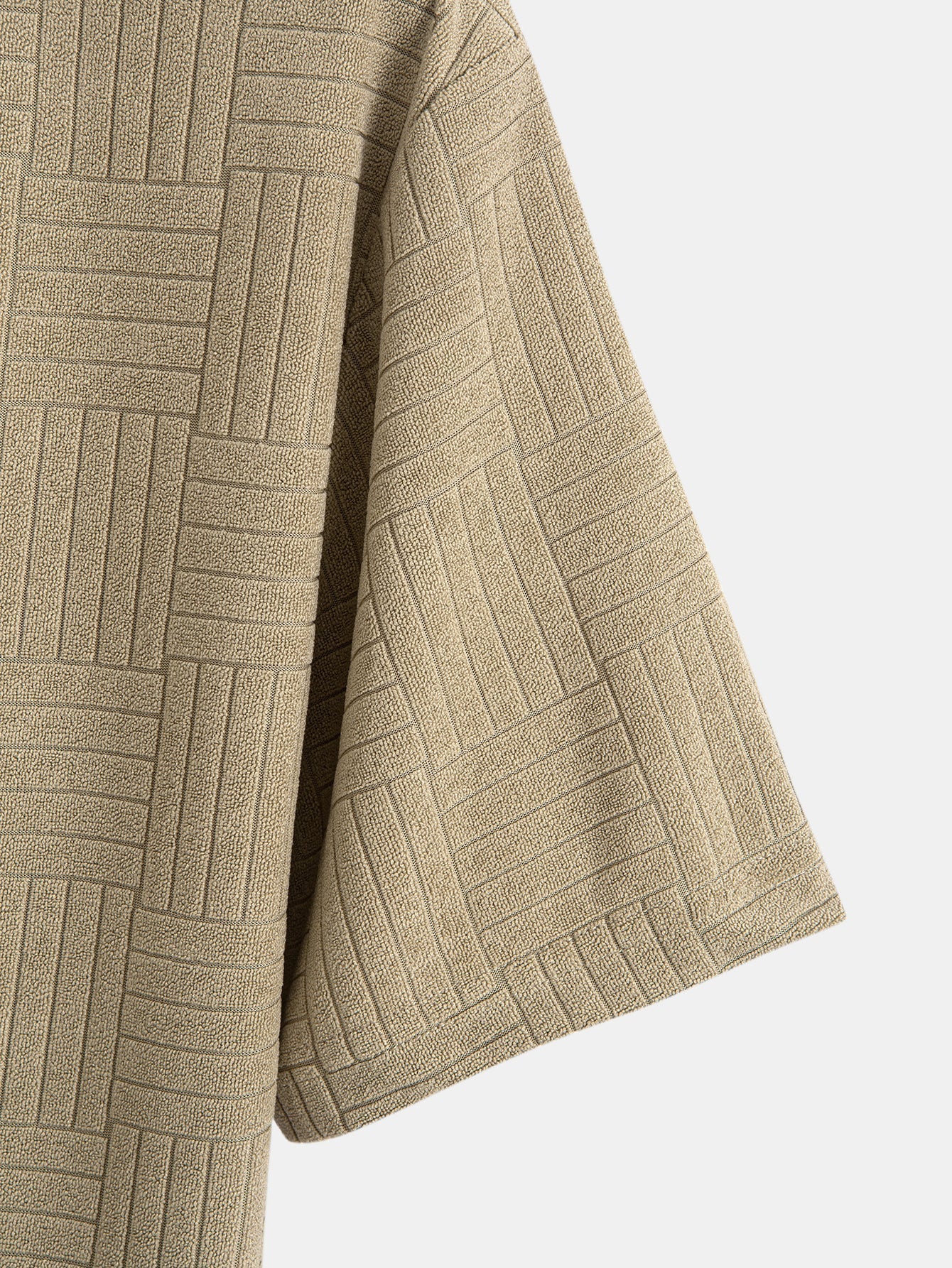 Striped Towelling Texture Arc Hem T-Shirt & Shorts