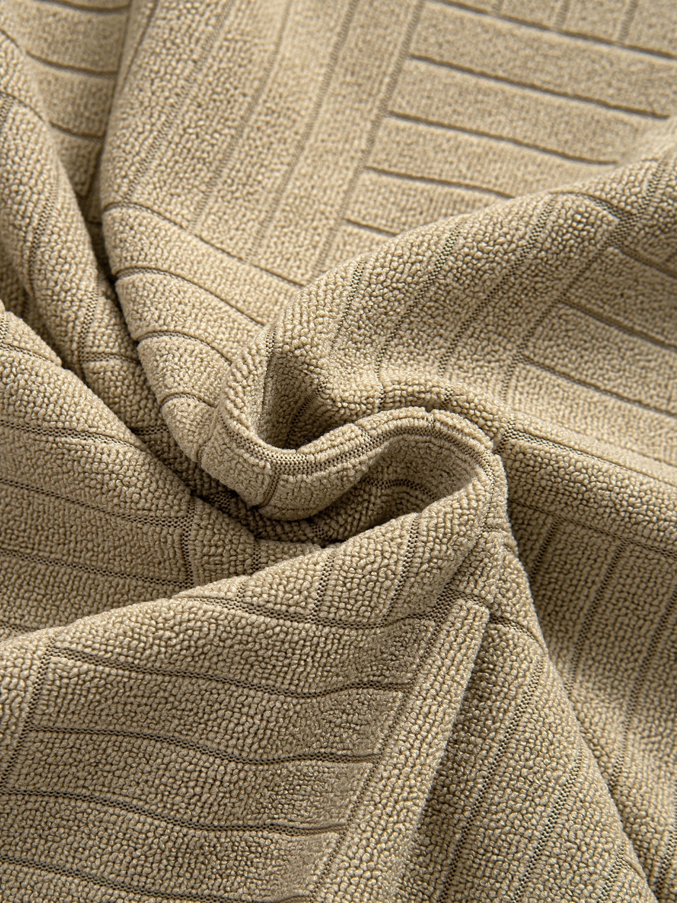 Striped Towelling Texture Arc Hem T-Shirt & Shorts