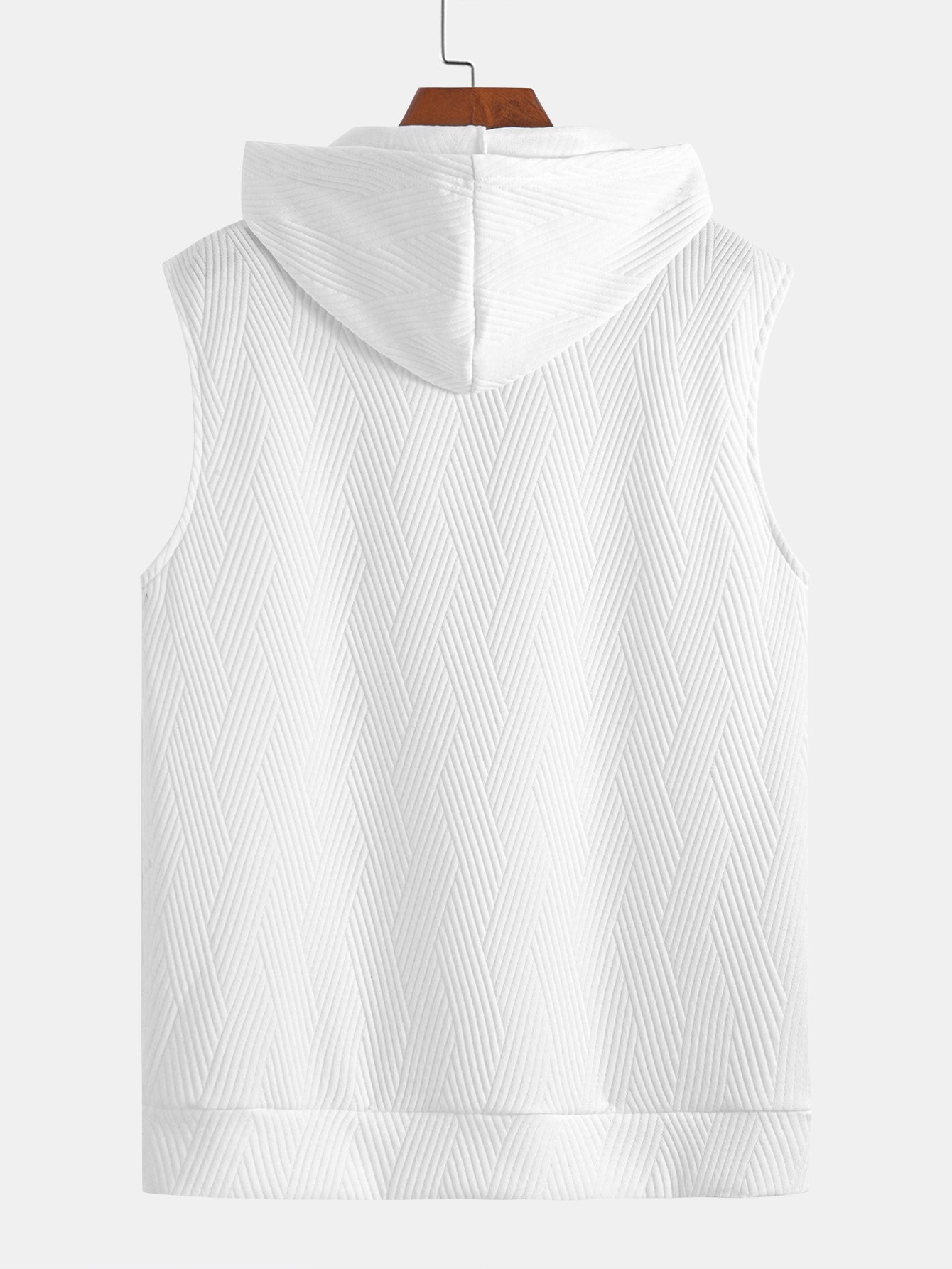 Striped Jacquard Sleeveless Hooded T-Shirt & Shorts