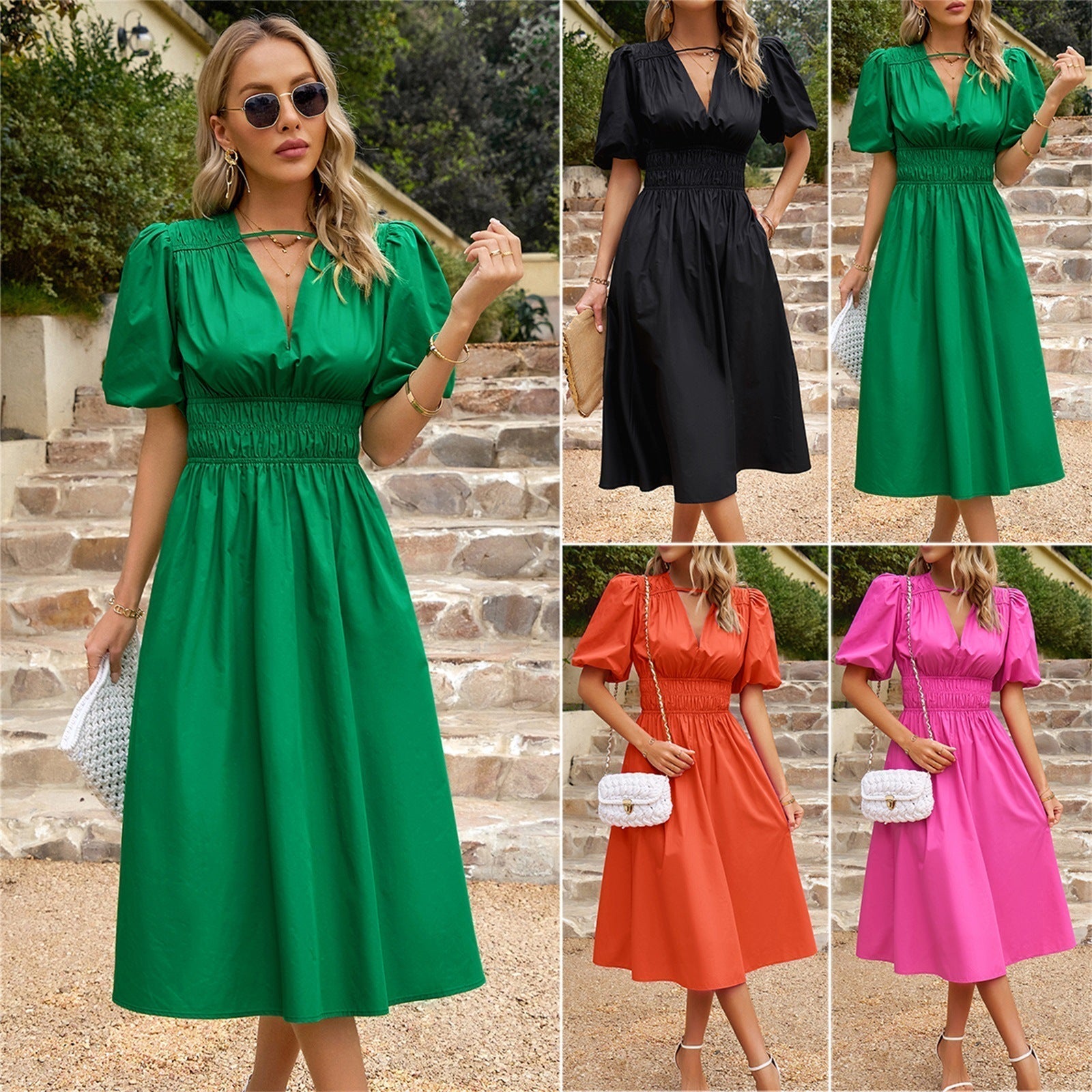 Solid Color Long Dress