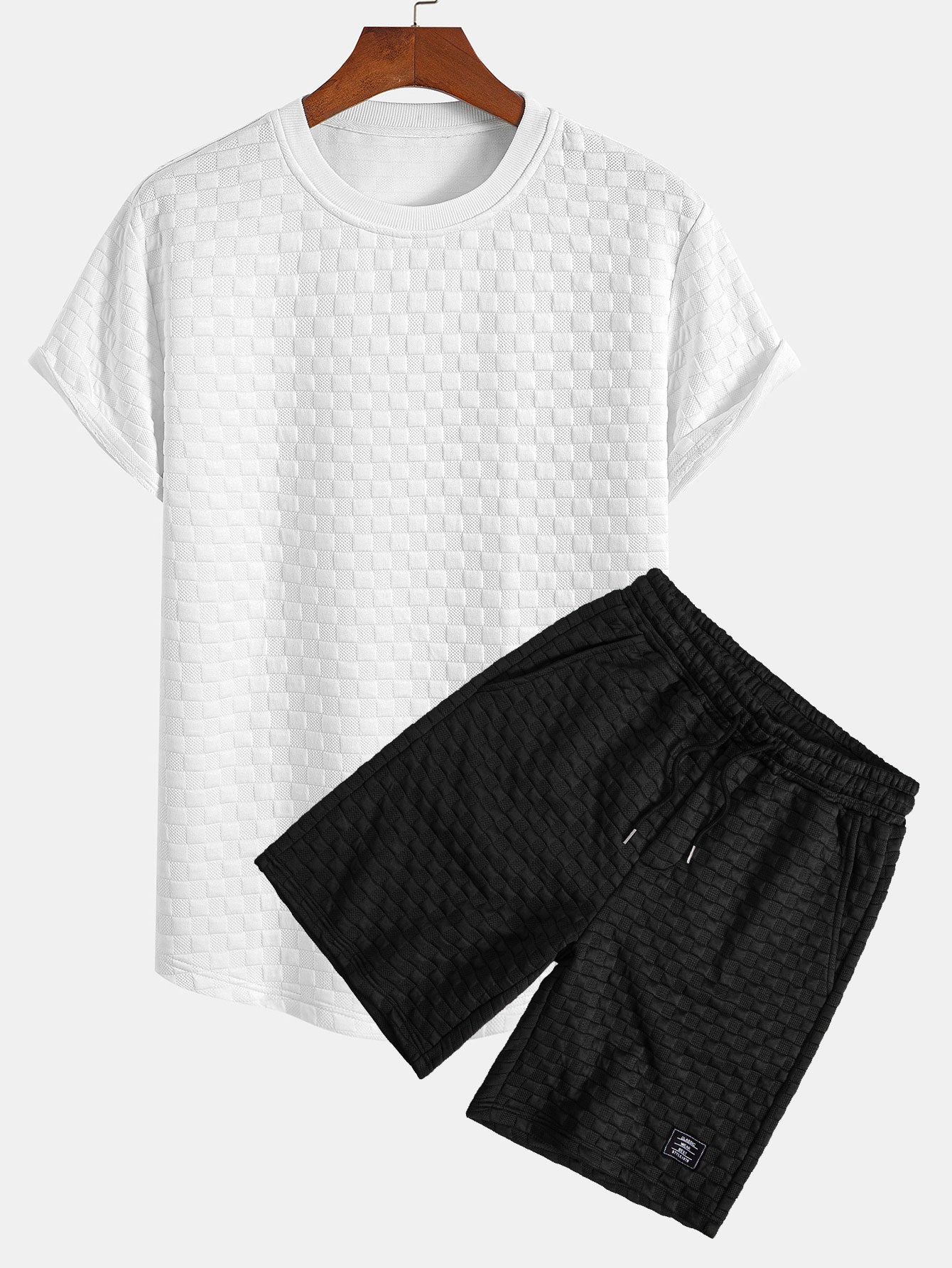 Checkerboard Jacquard Arc Hem T-Shirt & Checkerboard Jacquard Shorts