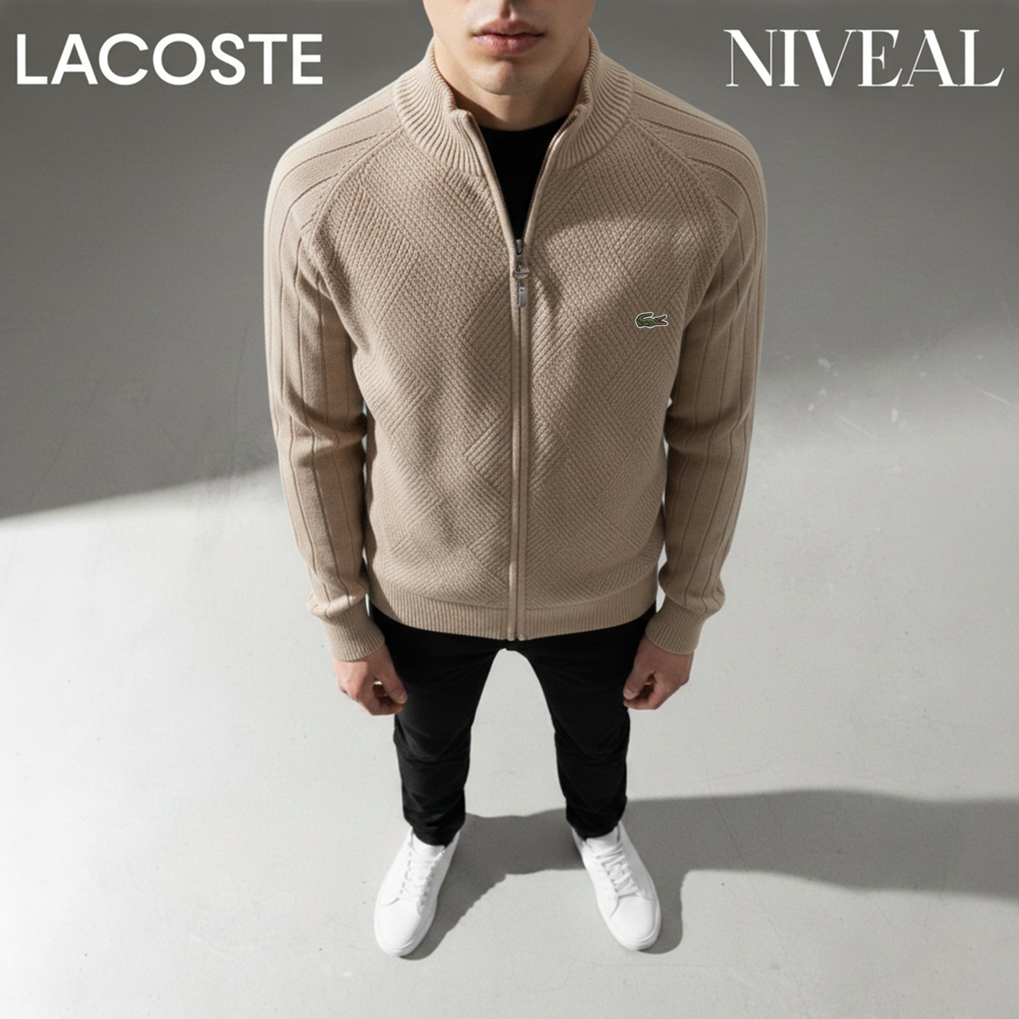 Pull Zippé Texturé Lаϲоѕtе - Homme