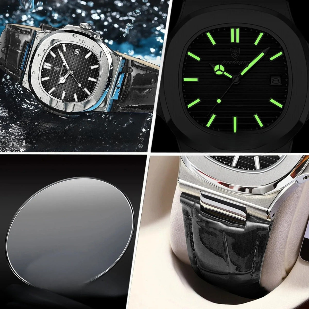 Montre Luxe Cuir Noir