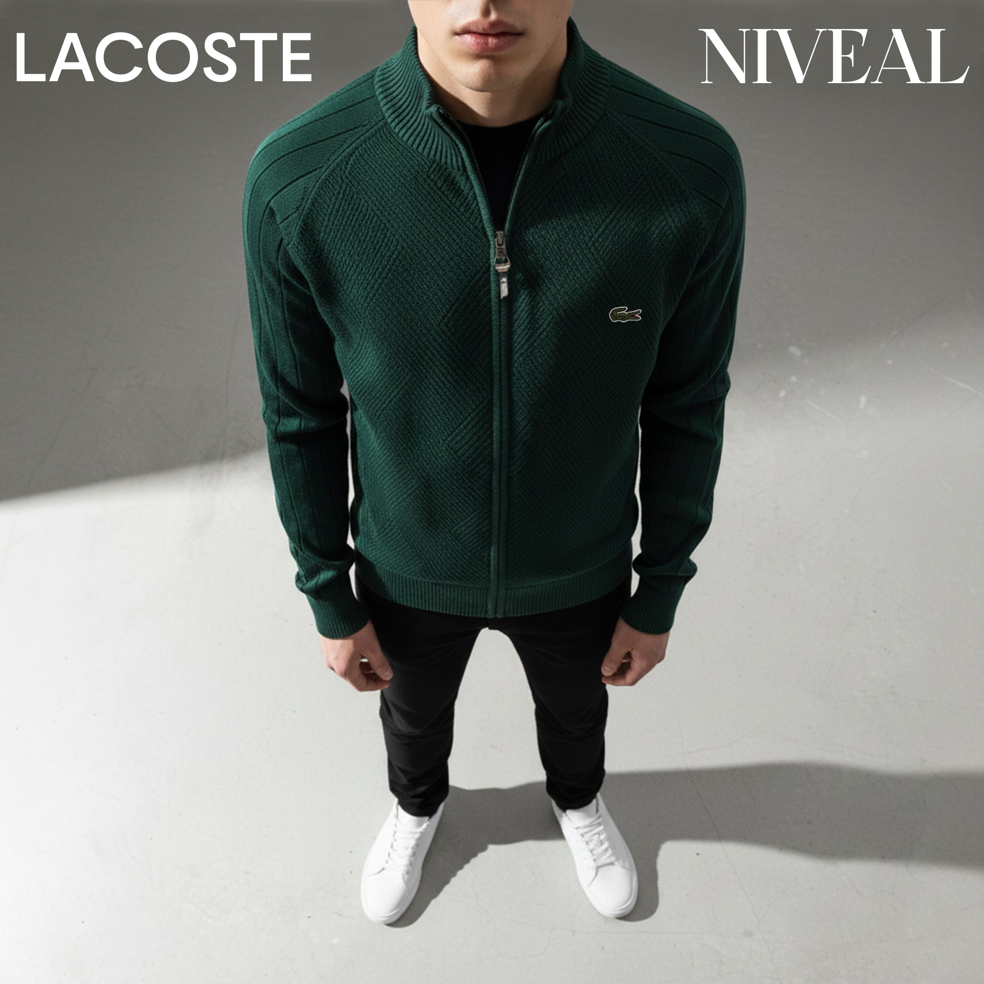 Pull Zippé Texturé Lаϲоѕtе - Homme