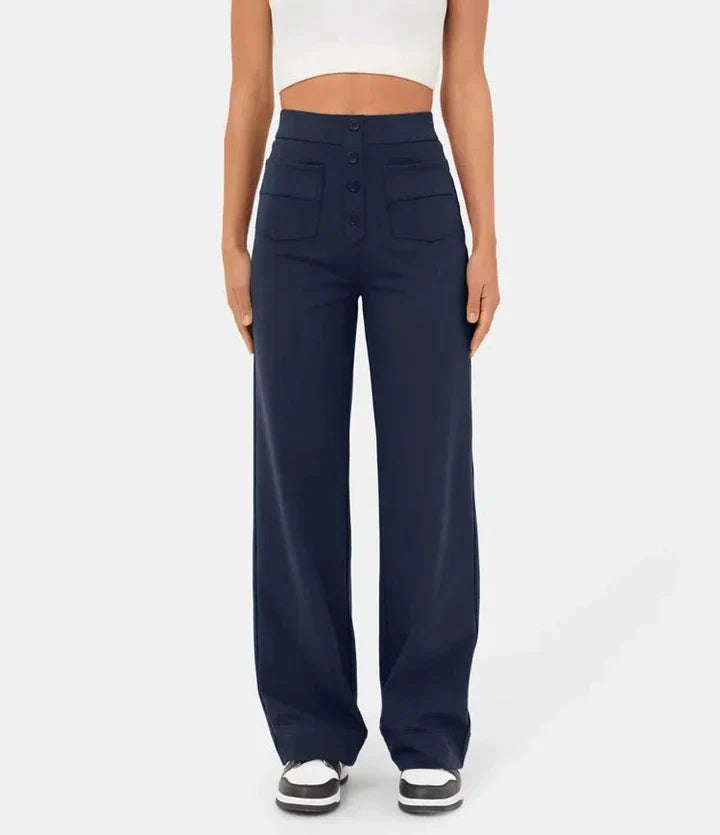 high-waisted elastic casual pants