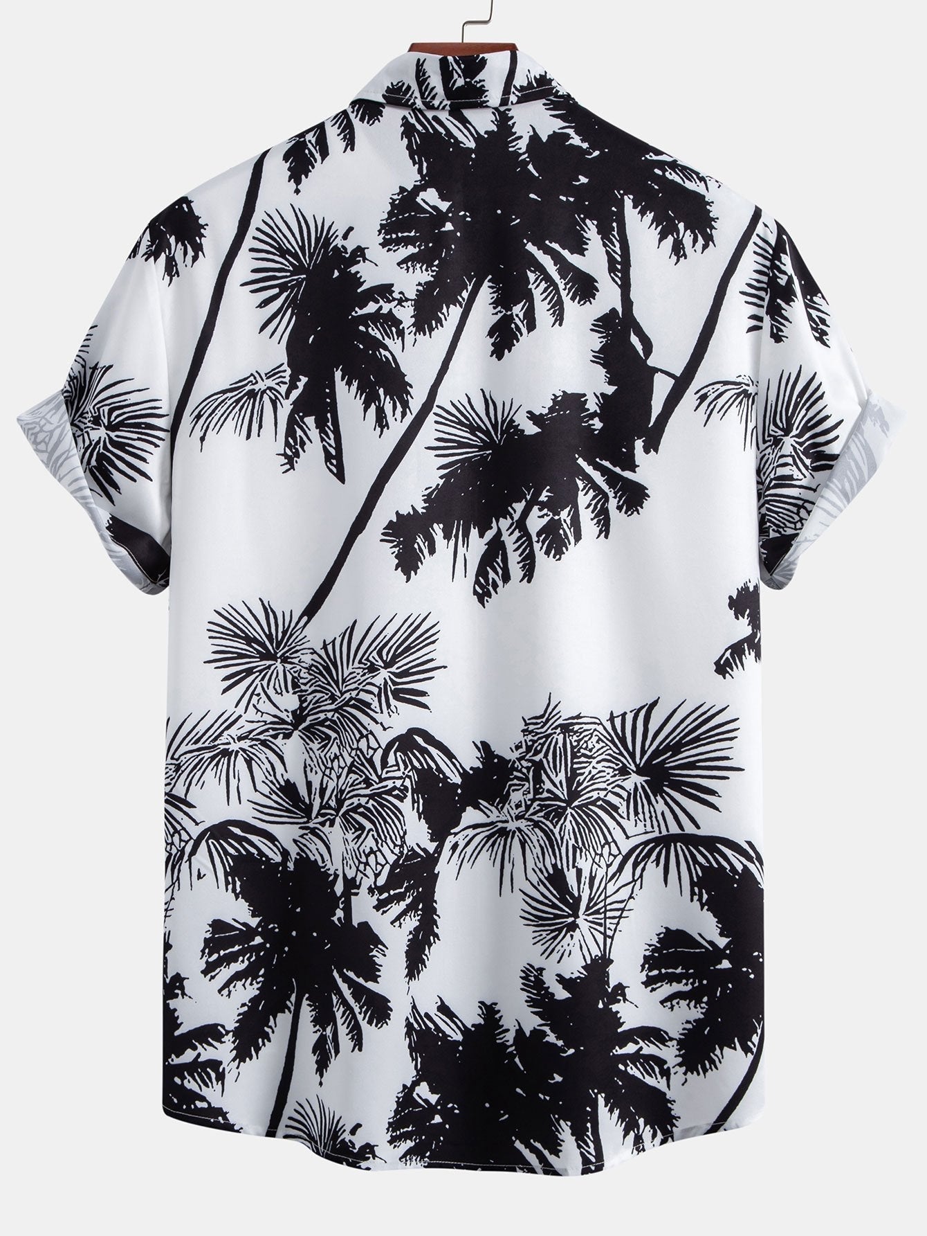 Palm Trees Print Button Up Shirt & Striped Swim Shorts