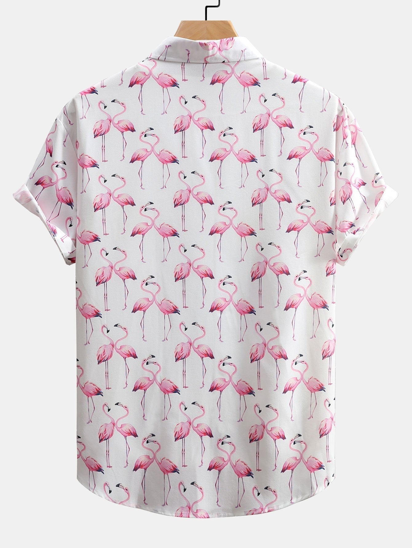 Flamingo Print Button Up Shirt & Swim Shorts