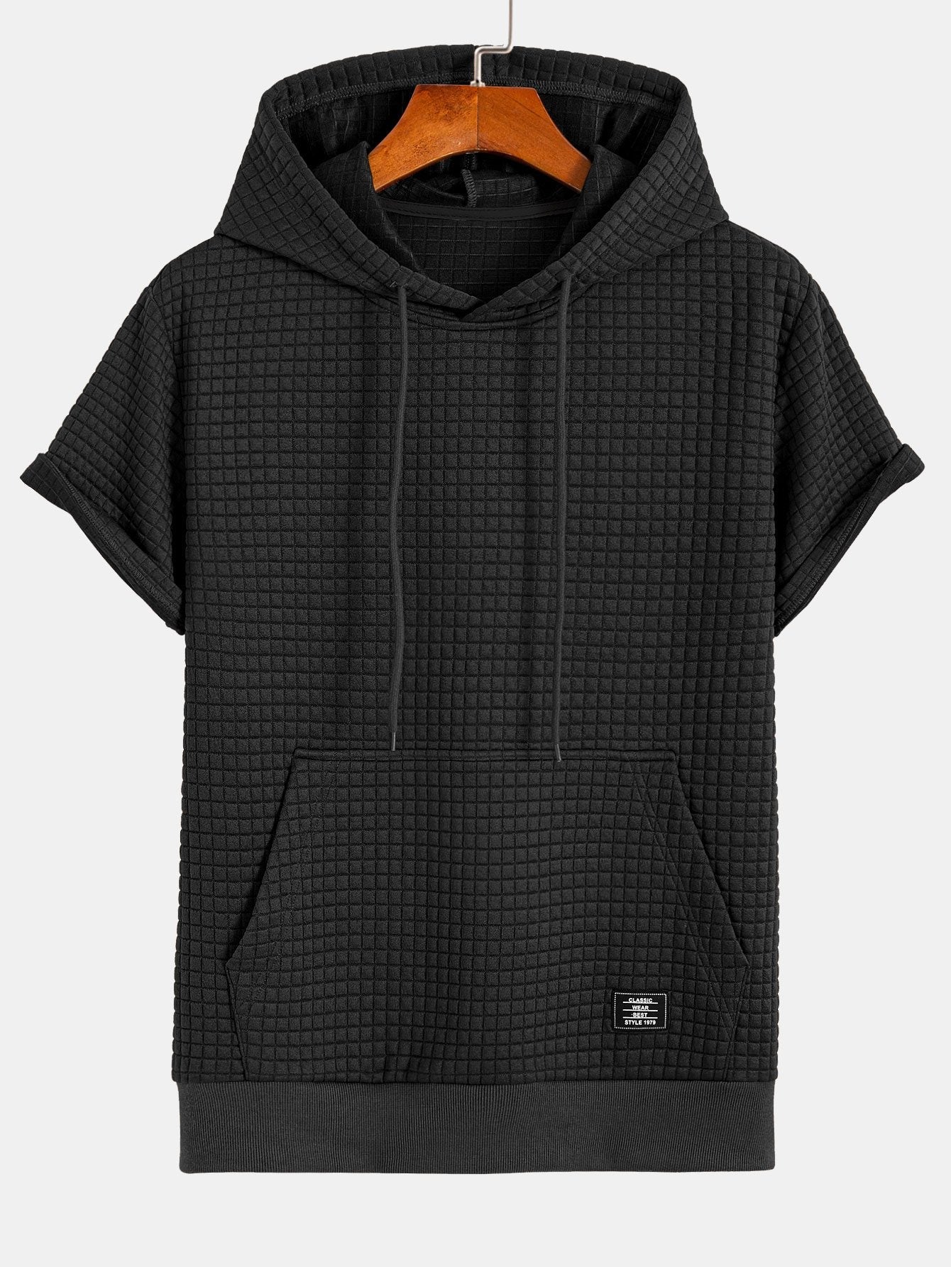 Short Sleeve Waffle Hoodie & Waffle Drawstring Shorts