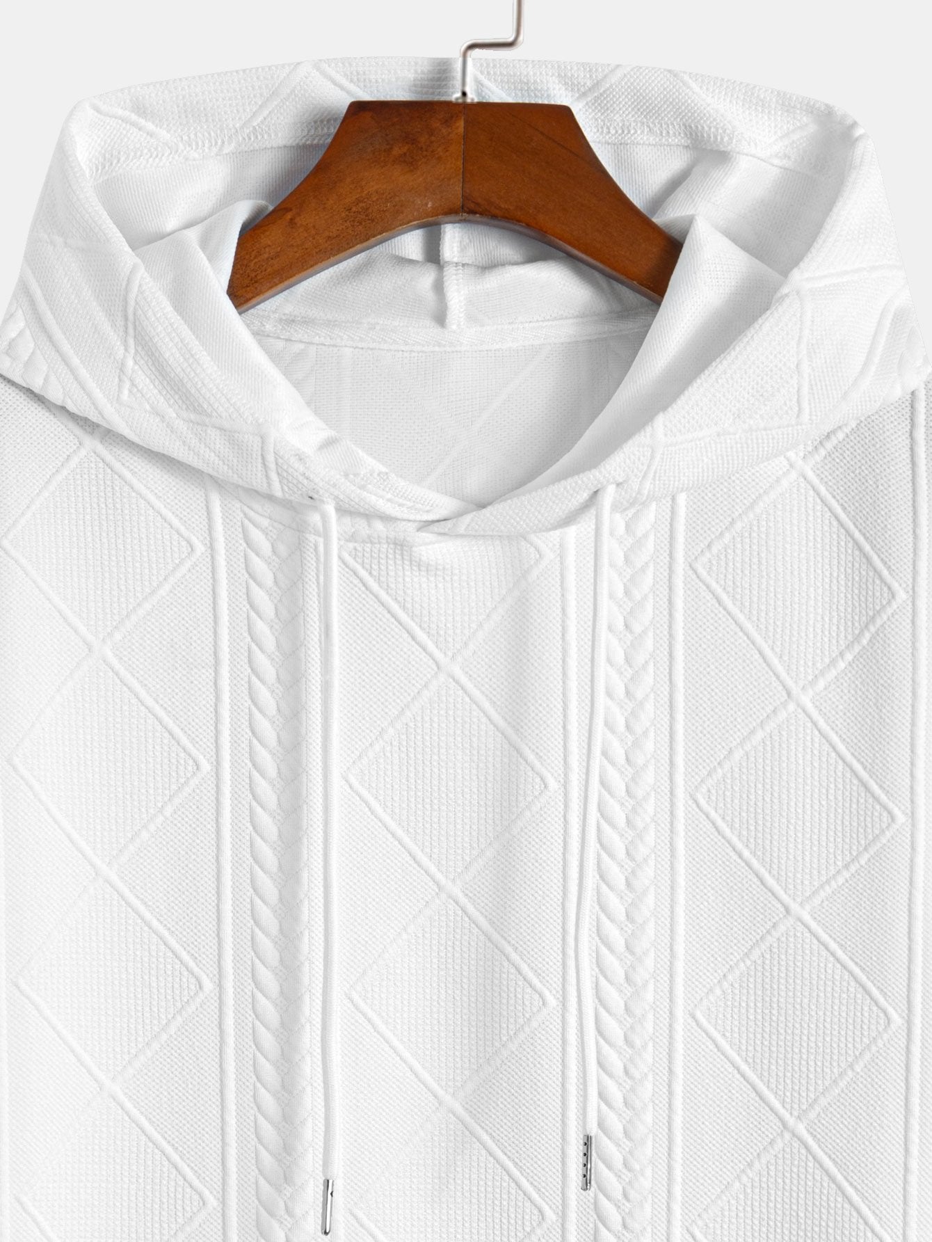 Geometry Jacquard Hooded Arc Hem T-Shirt & Geometric Jacquard Drawstring Shorts