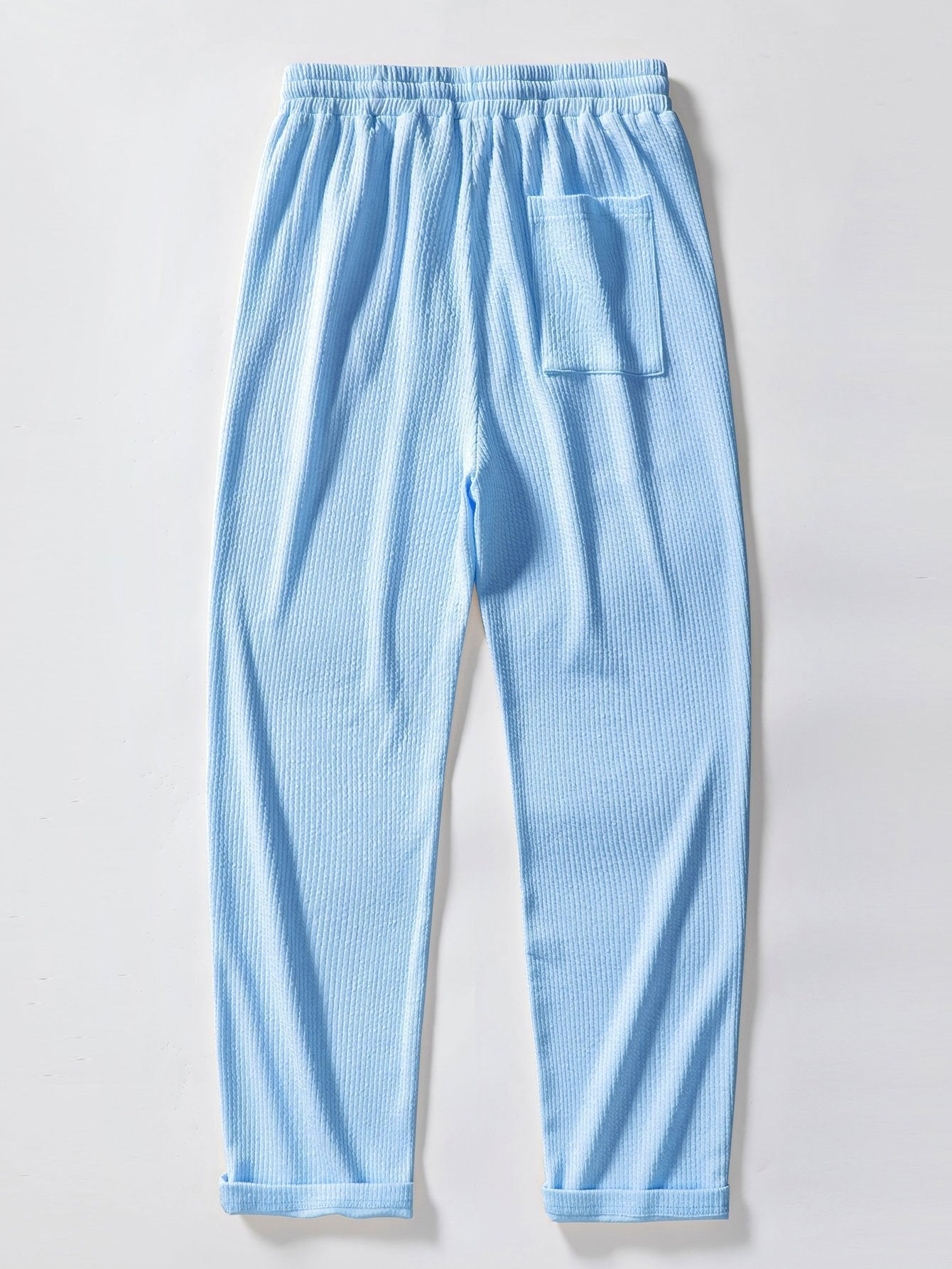 Muscle Fit Ribbed Stand Collar Shirt & Straight Leg Ribbed Pants