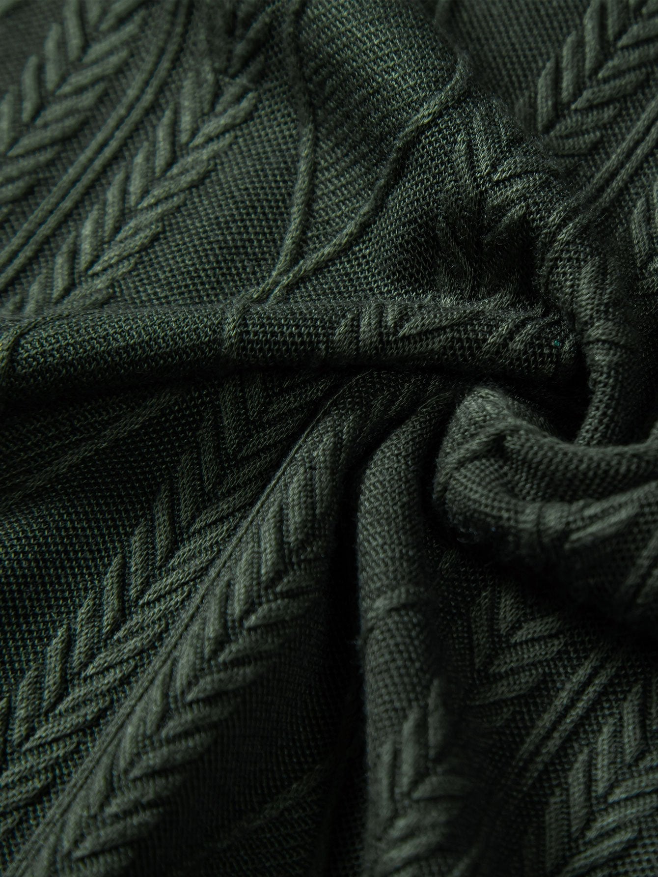 Knitted Geometric Rhombus Jacquard Cuban Shirt & Straight Leg Linen Pants