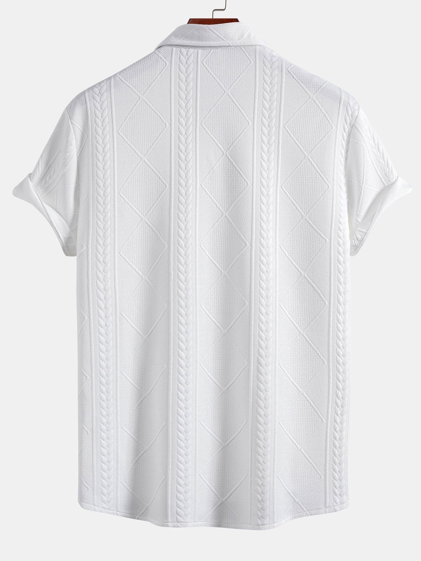 Geometric Jacquard Button Up Shirt & Shorts