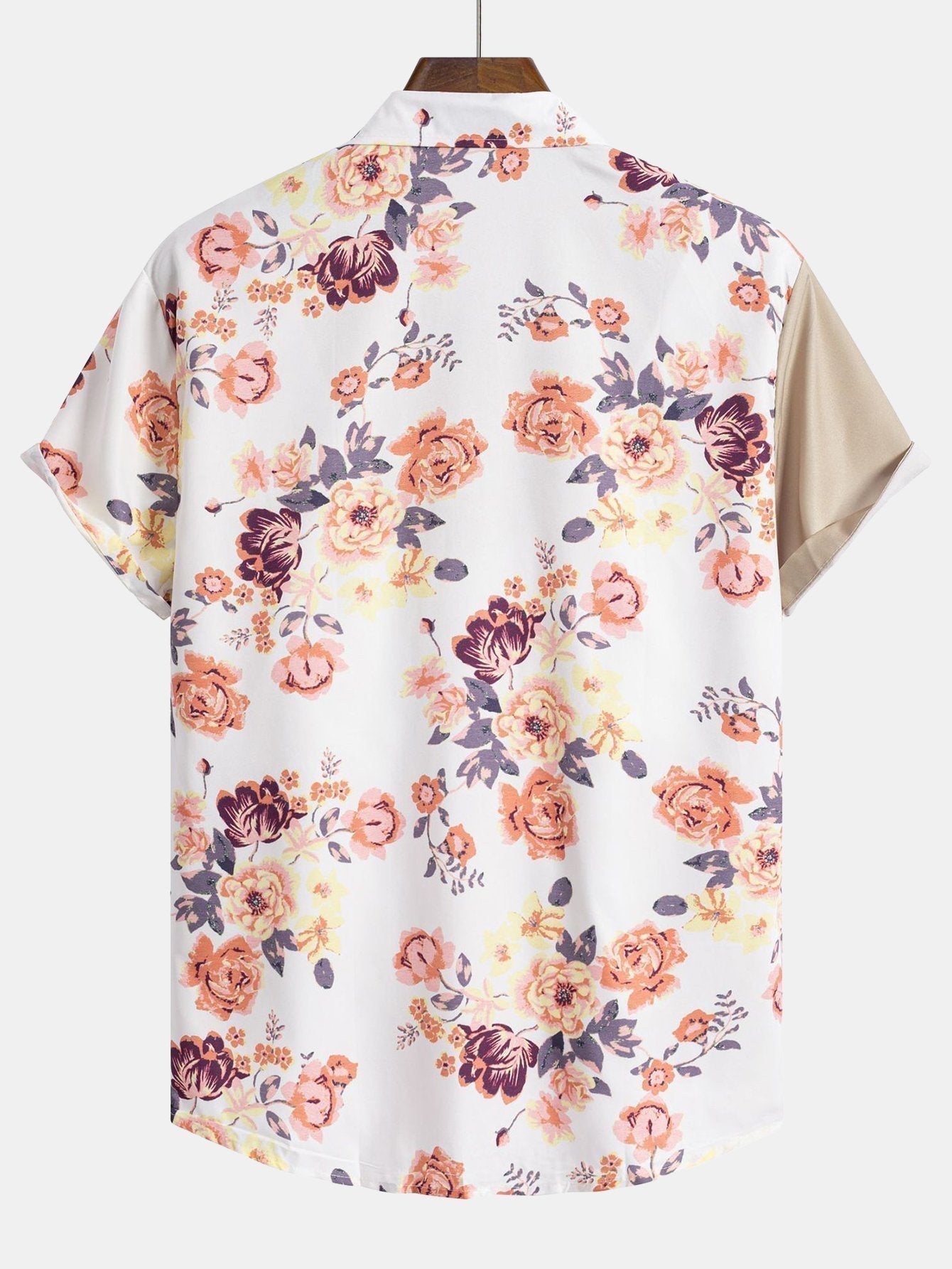 Floral Patchwork Print Button Up Shirt & Swim Shorts