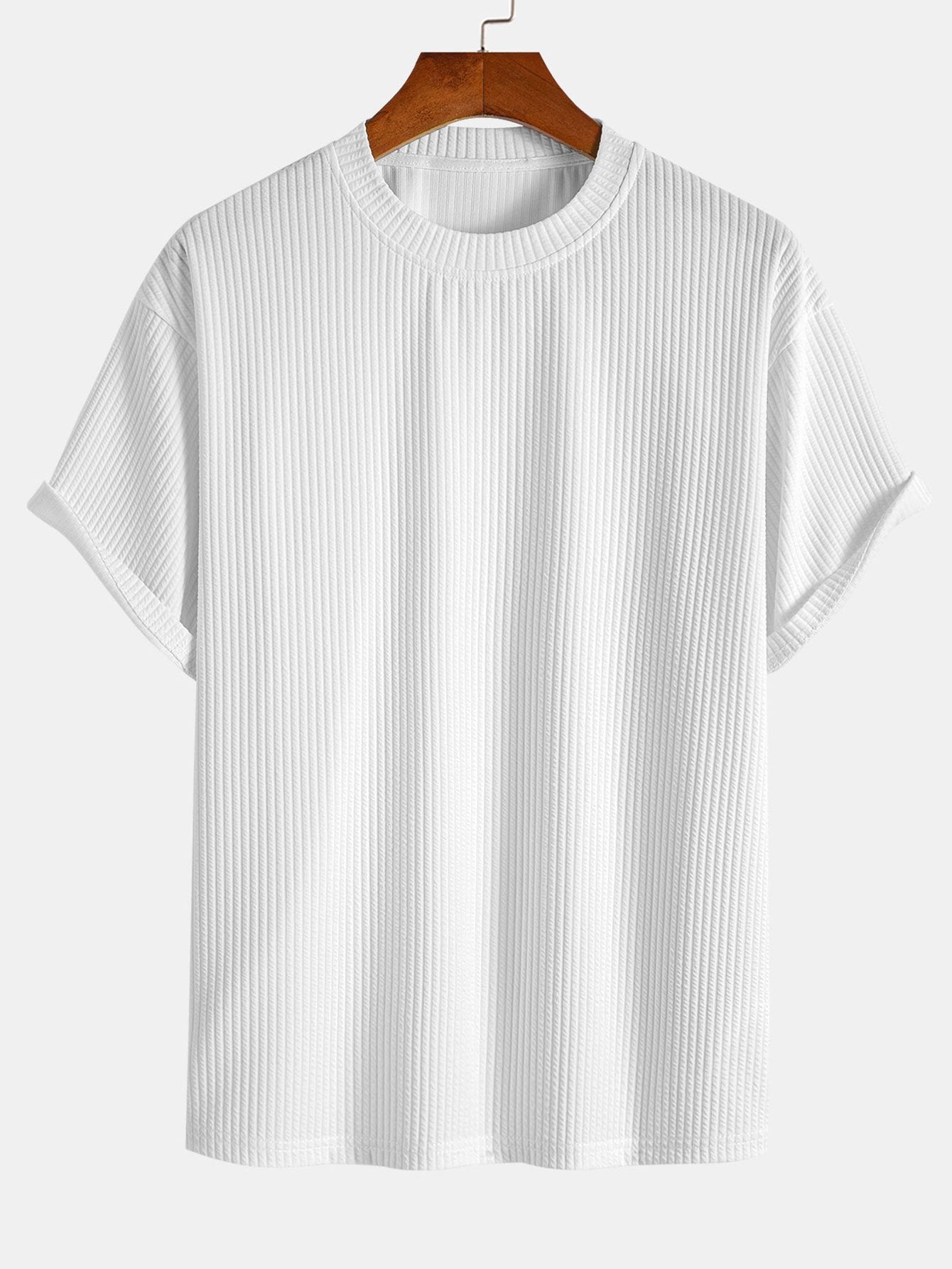 Relax Fit Ribbed T-Shirt & Drawstring Ribbed Shorts