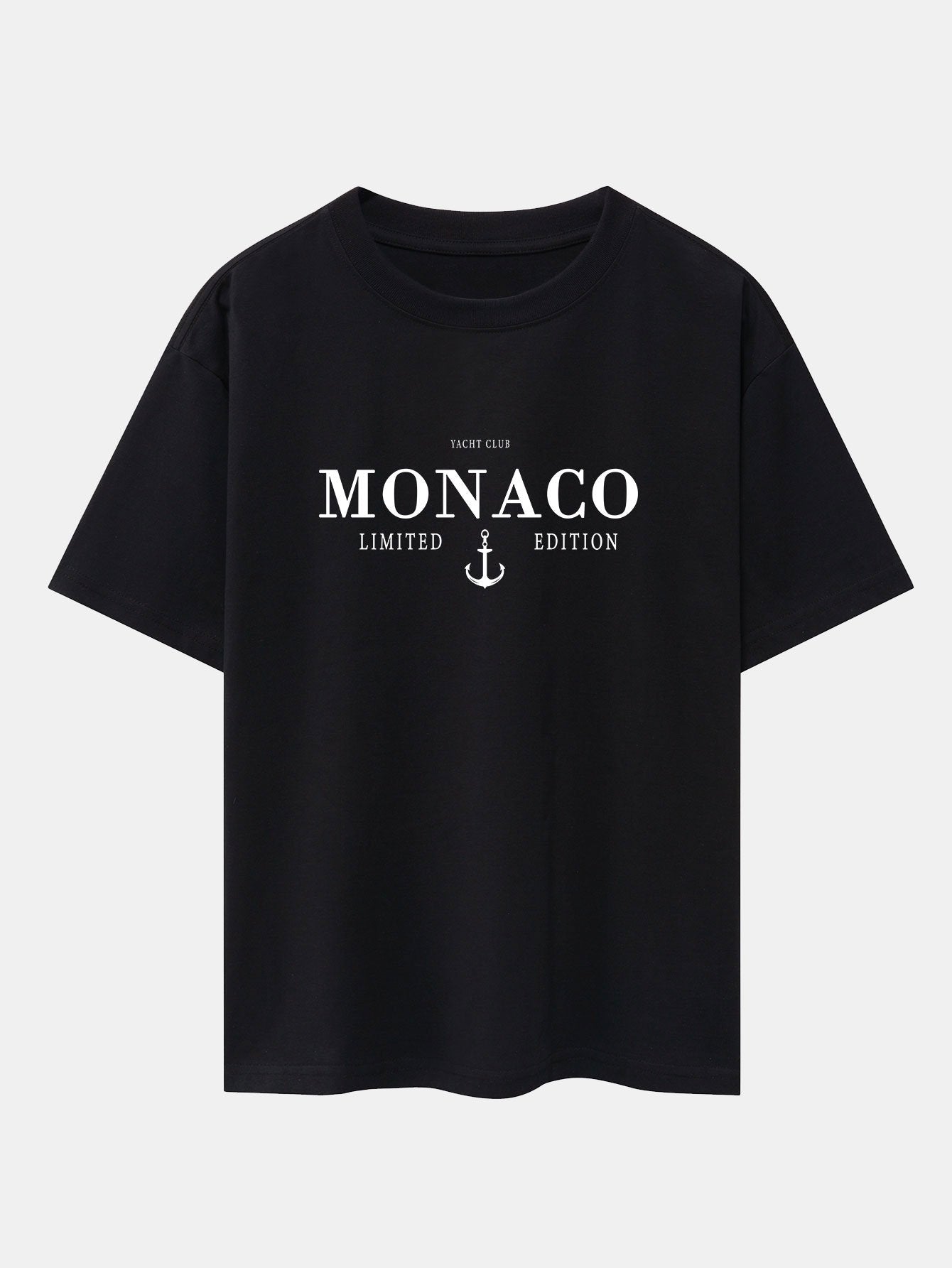 Monaco Slogan Print Drop Shoulder Oversize T-Shirt & Drawstring Corduroy Shorts