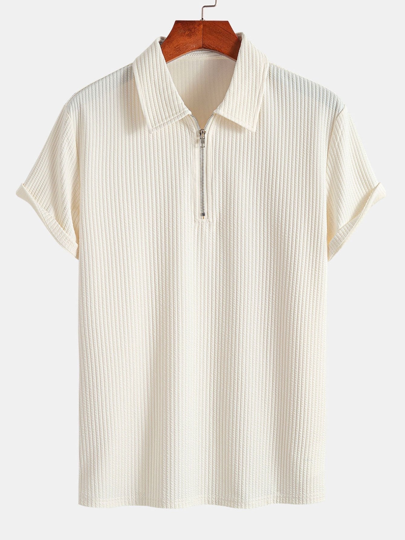 Muscle Fit Ribbed Half Zip Polo & Shorts