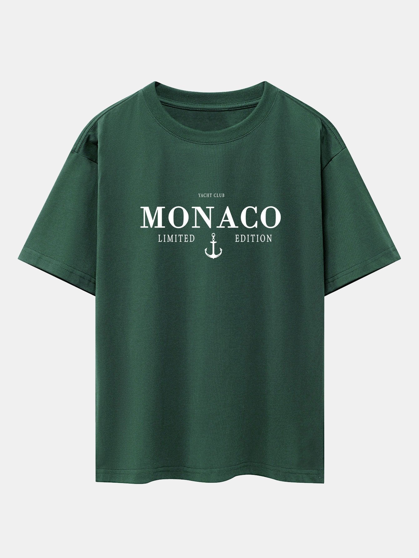 Monaco Slogan Print Drop Shoulder Oversize T-Shirt & Corduroy Drawstring Shorts