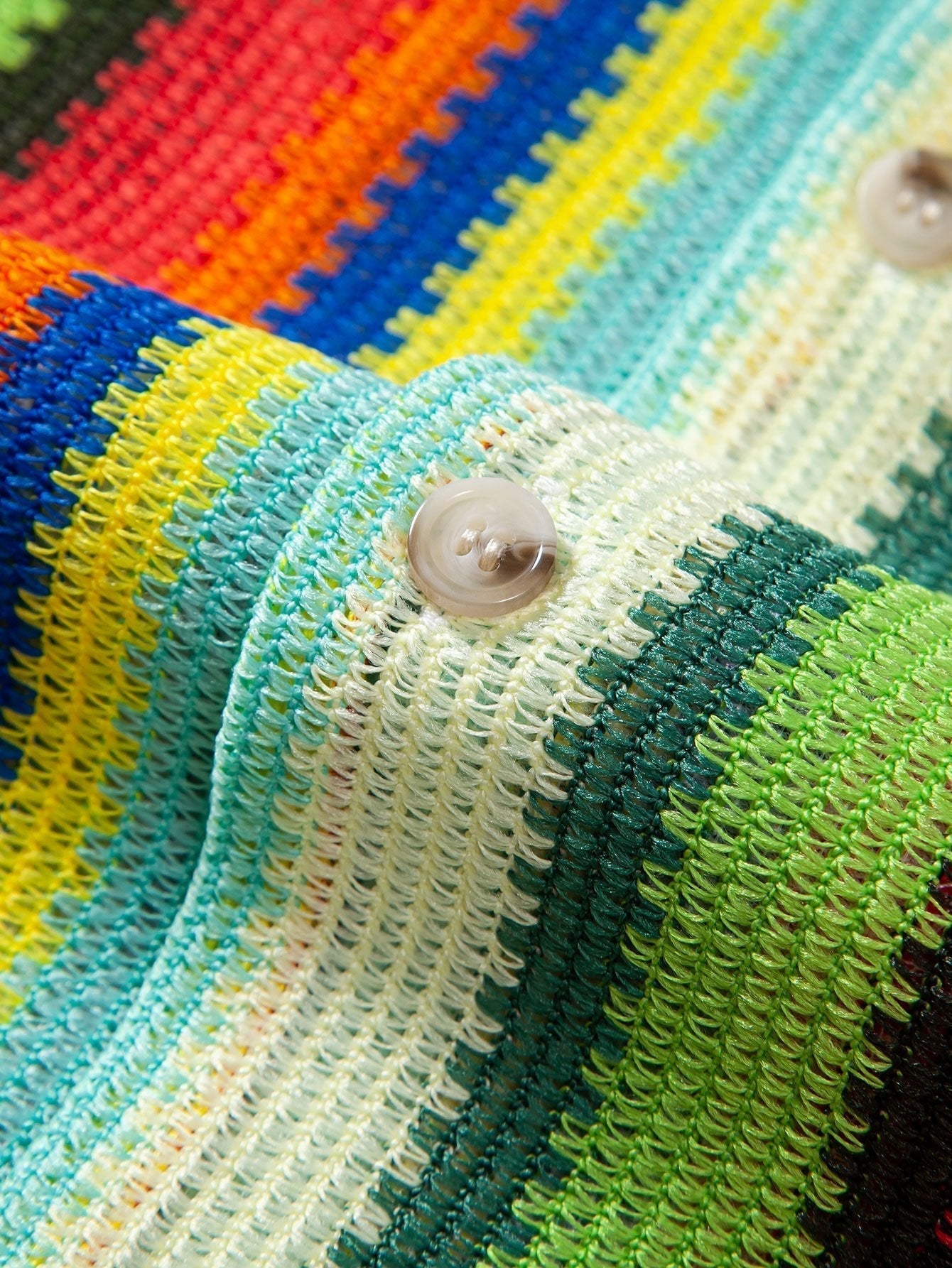 Colorful Striped Waffle Texture Cuban Shirt & Swim Shorts