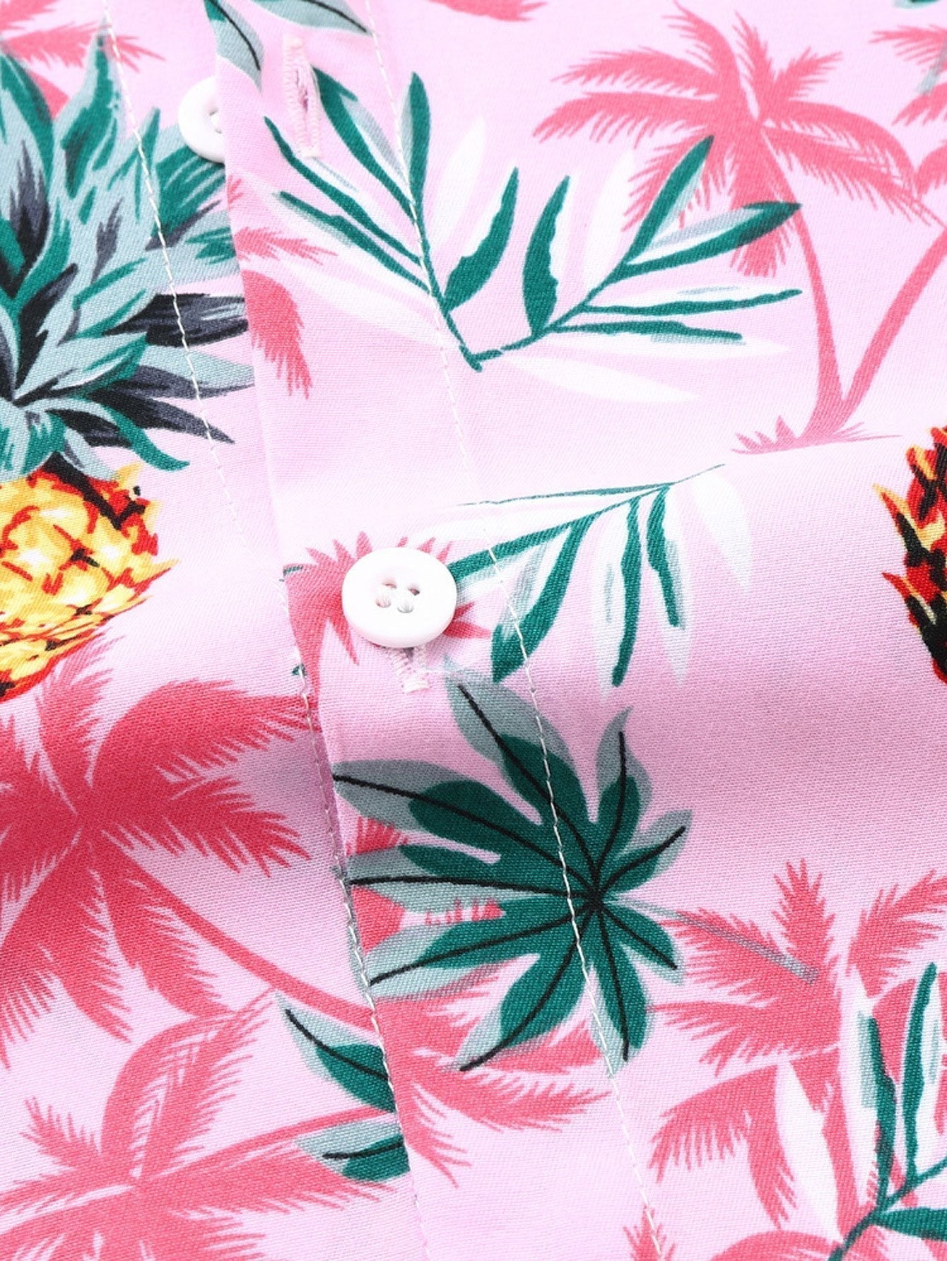 Pineapple Palm Tree Print Button Up Shirt & & Swim Shorts