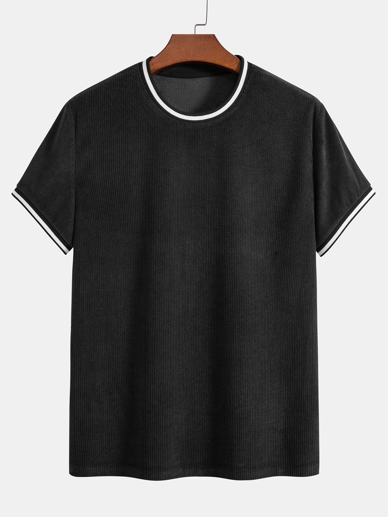 Short Sleeve Stretch Corduroy Ringer T-Shirt & Corduroy Shorts