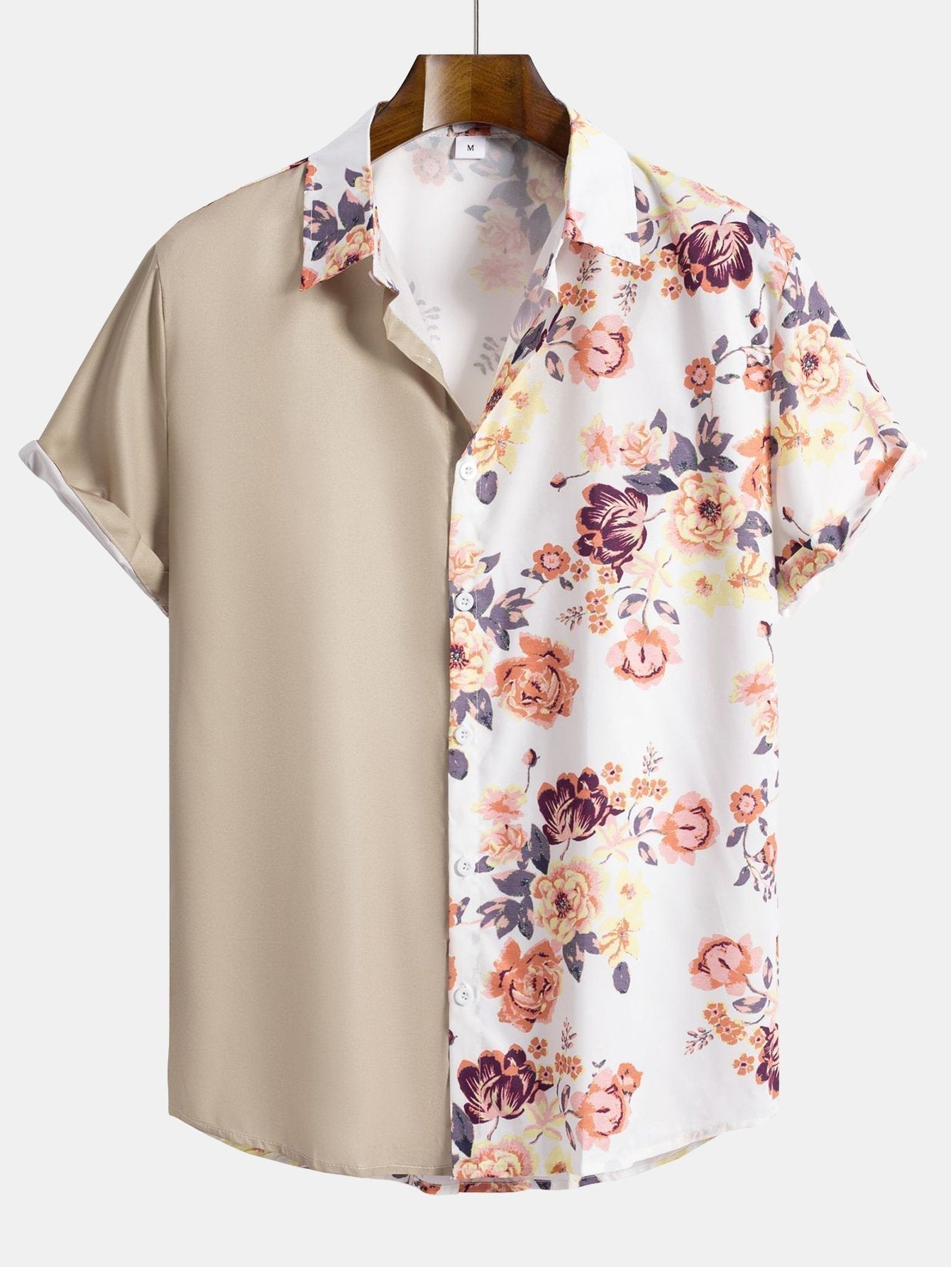 Floral Patchwork Print Button Up Shirt & Swim Shorts