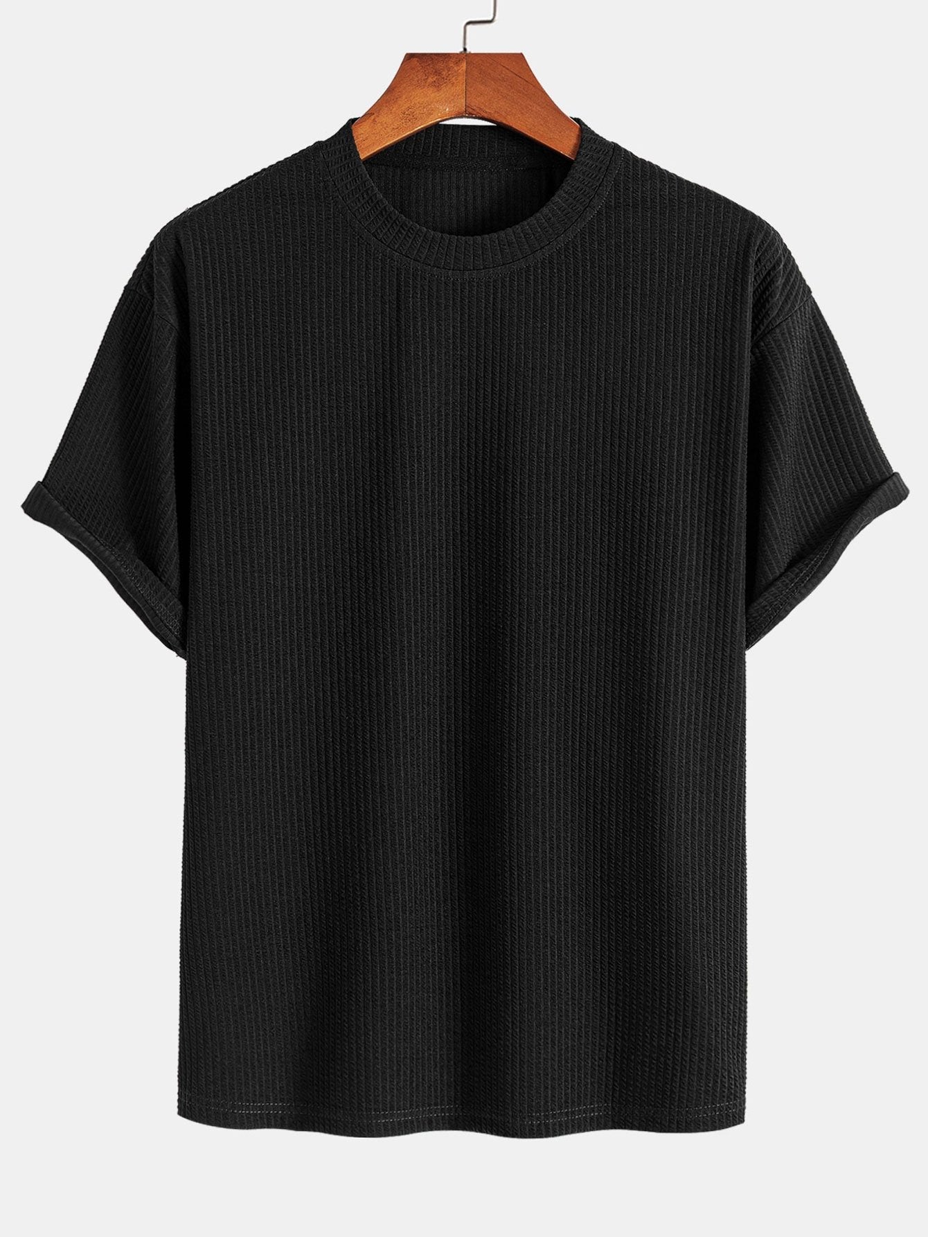 Relax Fit Ribbed T-Shirt & Drawstring Ribbed Shorts