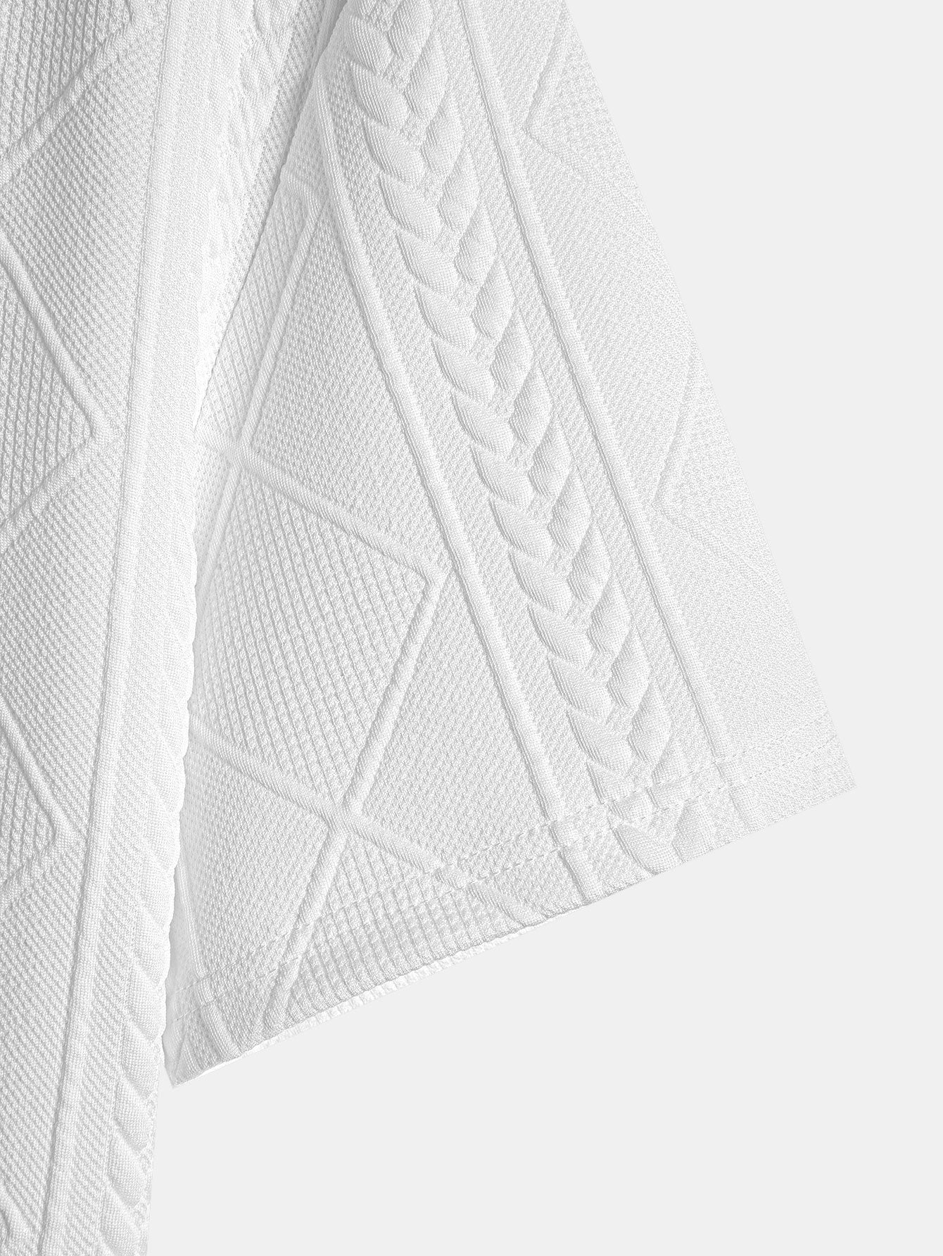 Geometry Jacquard Hooded Arc Hem T-Shirt & Geometric Jacquard Drawstring Shorts