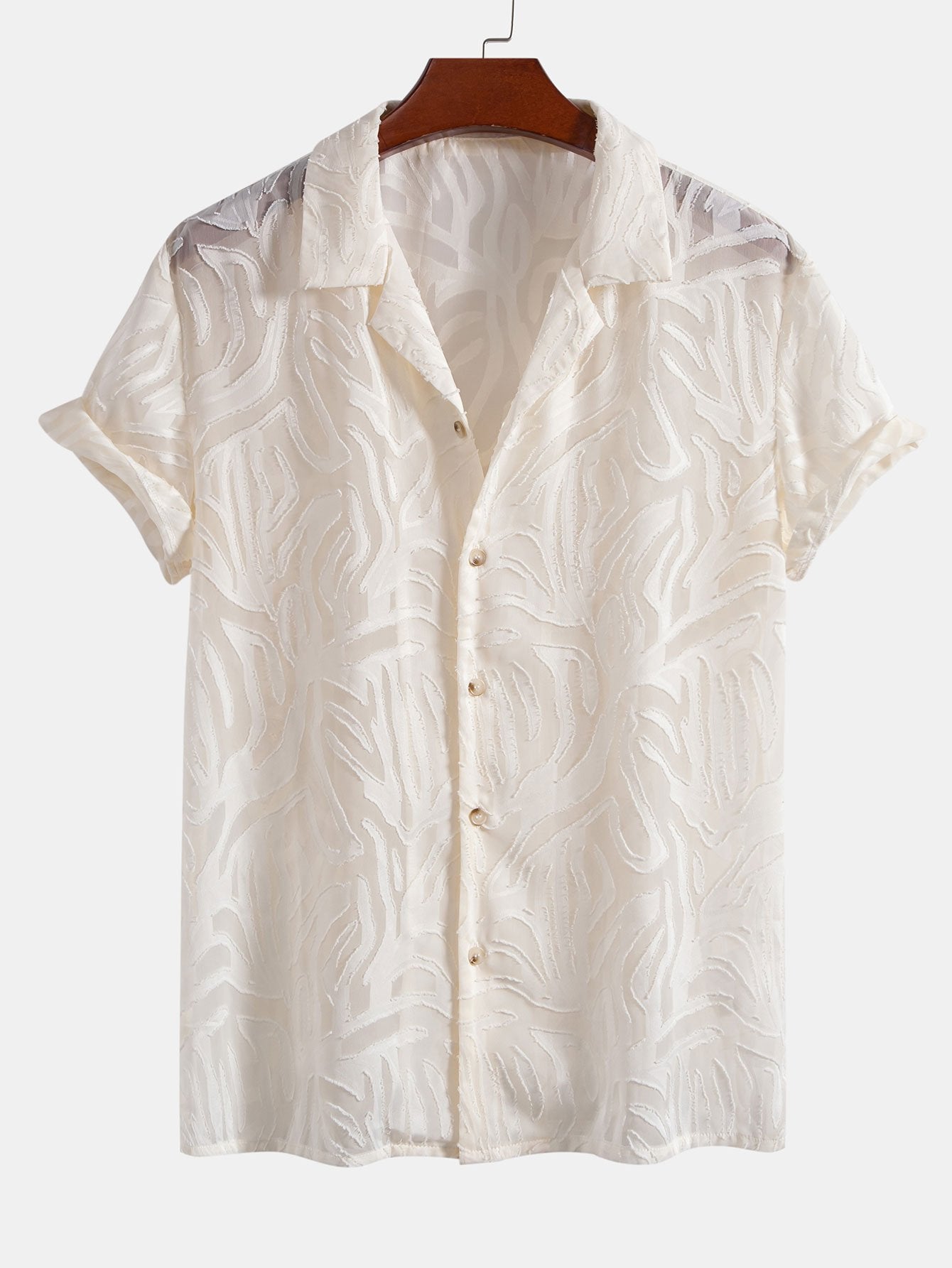 Jacquard Texture Cuban Shirt & Straight Leg Linen Pants