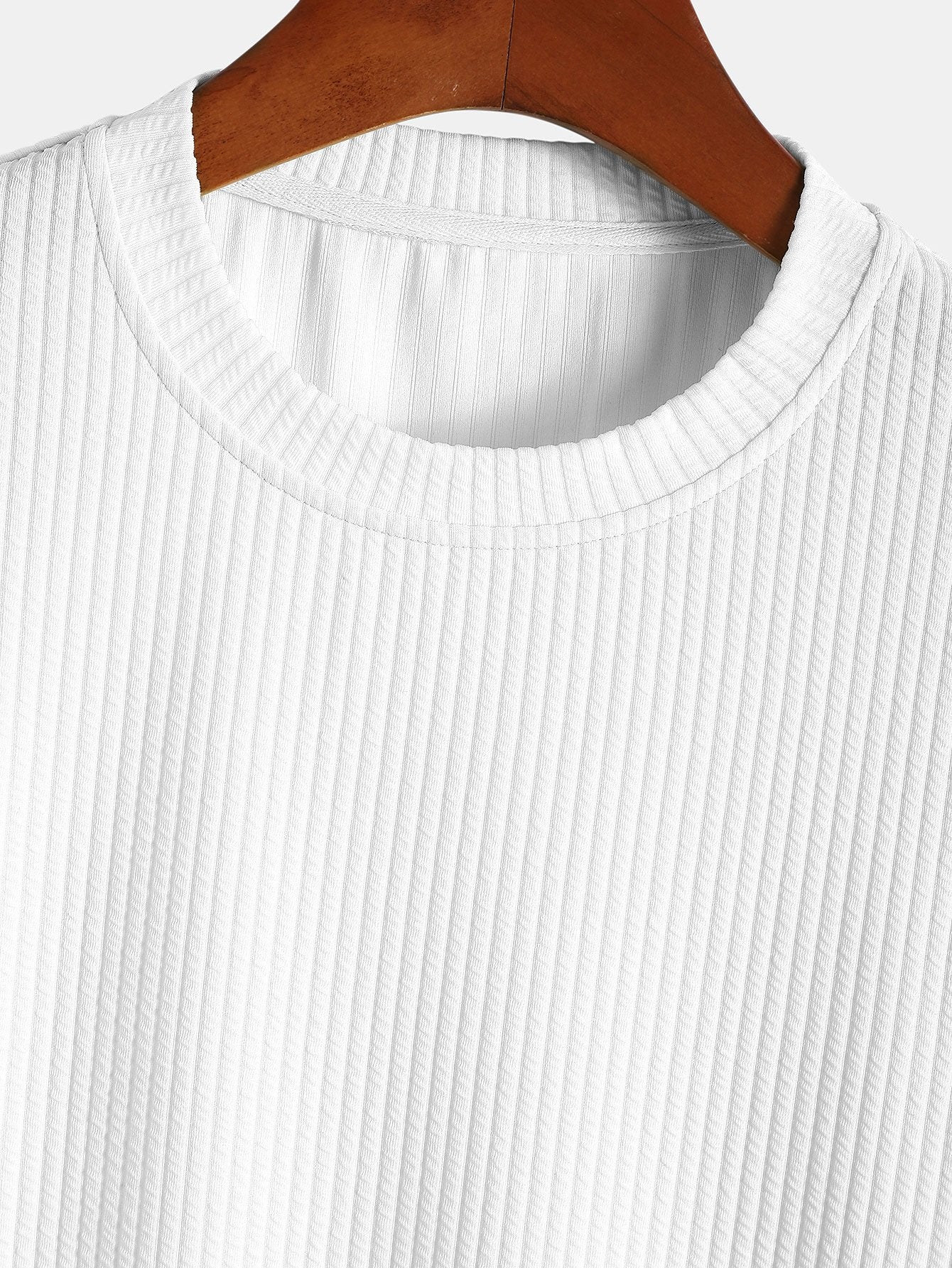 Muscle Fit Ribbed Arc Hem T-Shirt & Straight Leg Ribbed Pants