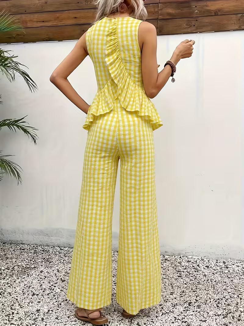 Ensemble 2 Pièces Vichy Sans Manches