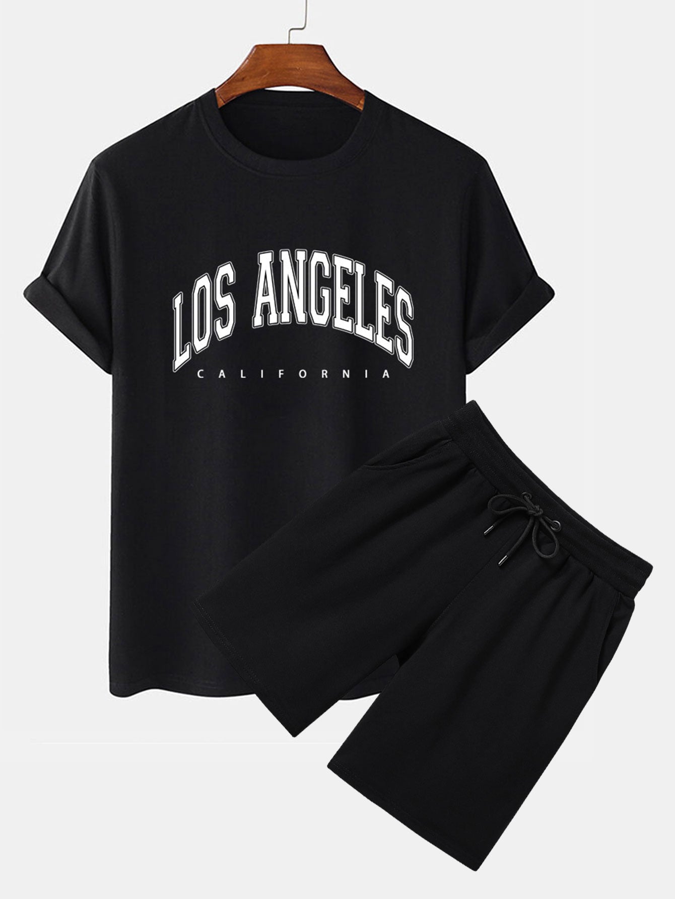 Los Angeles Print T-Shirt & Mid Length Shorts