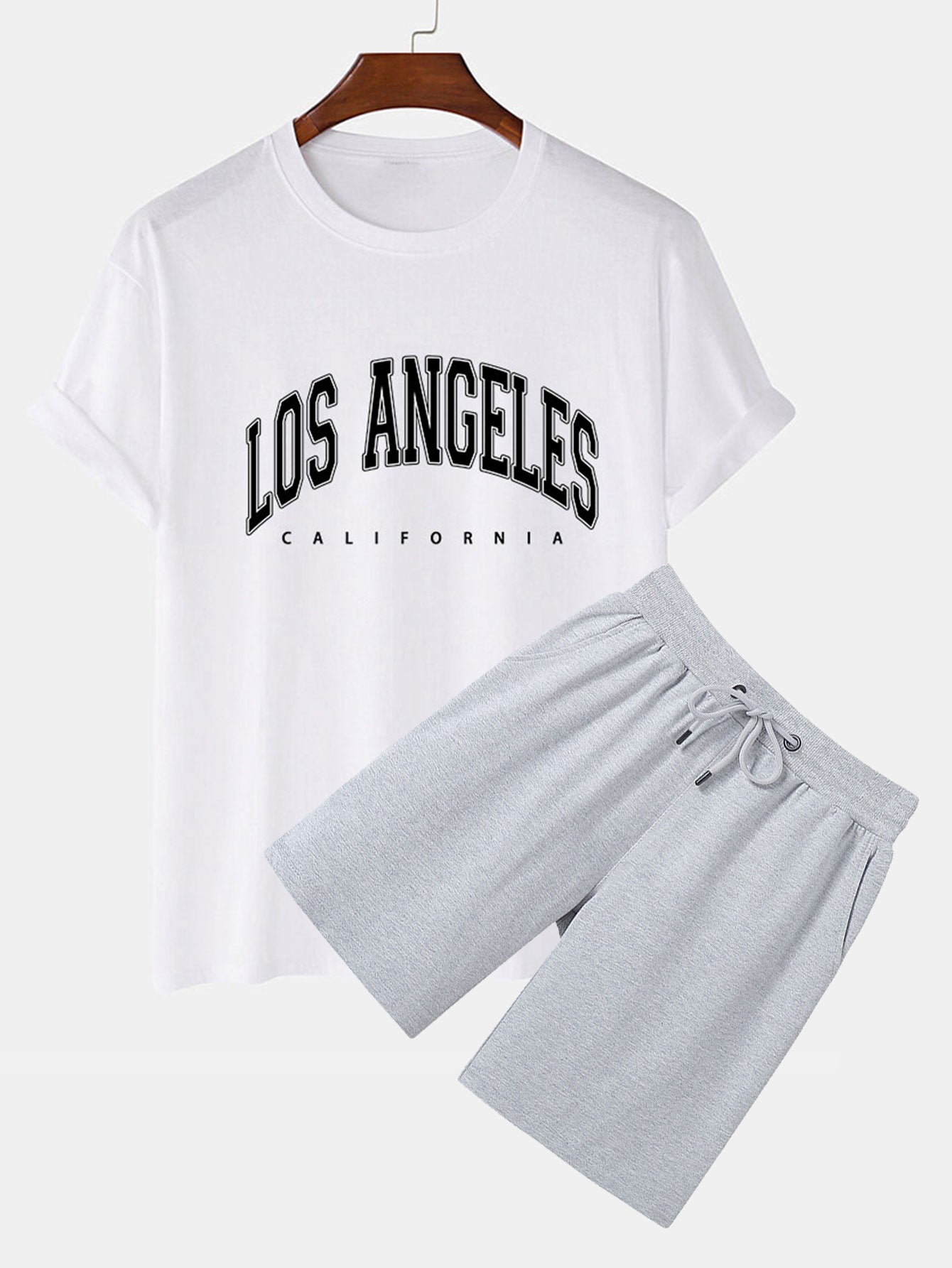Los Angeles Print T-Shirt & Mid Length Shorts