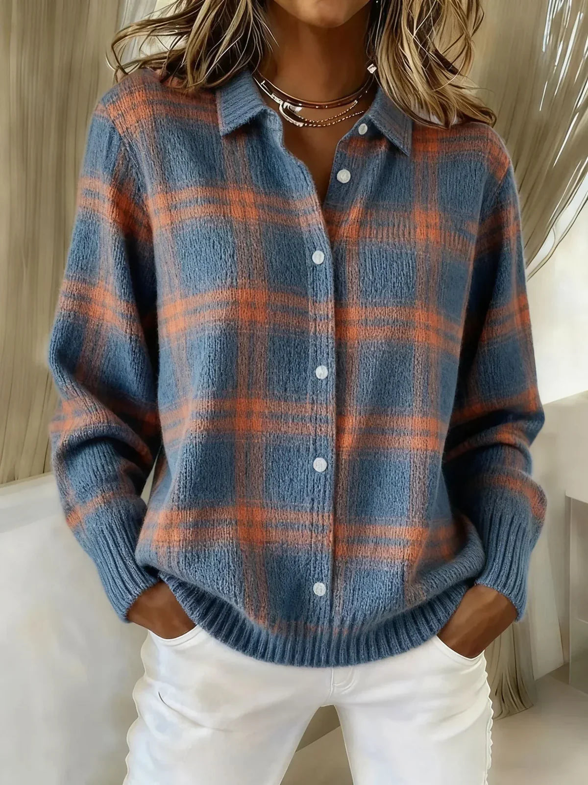 Anna™ | Cardigan en Tricot Doux à Carreaux