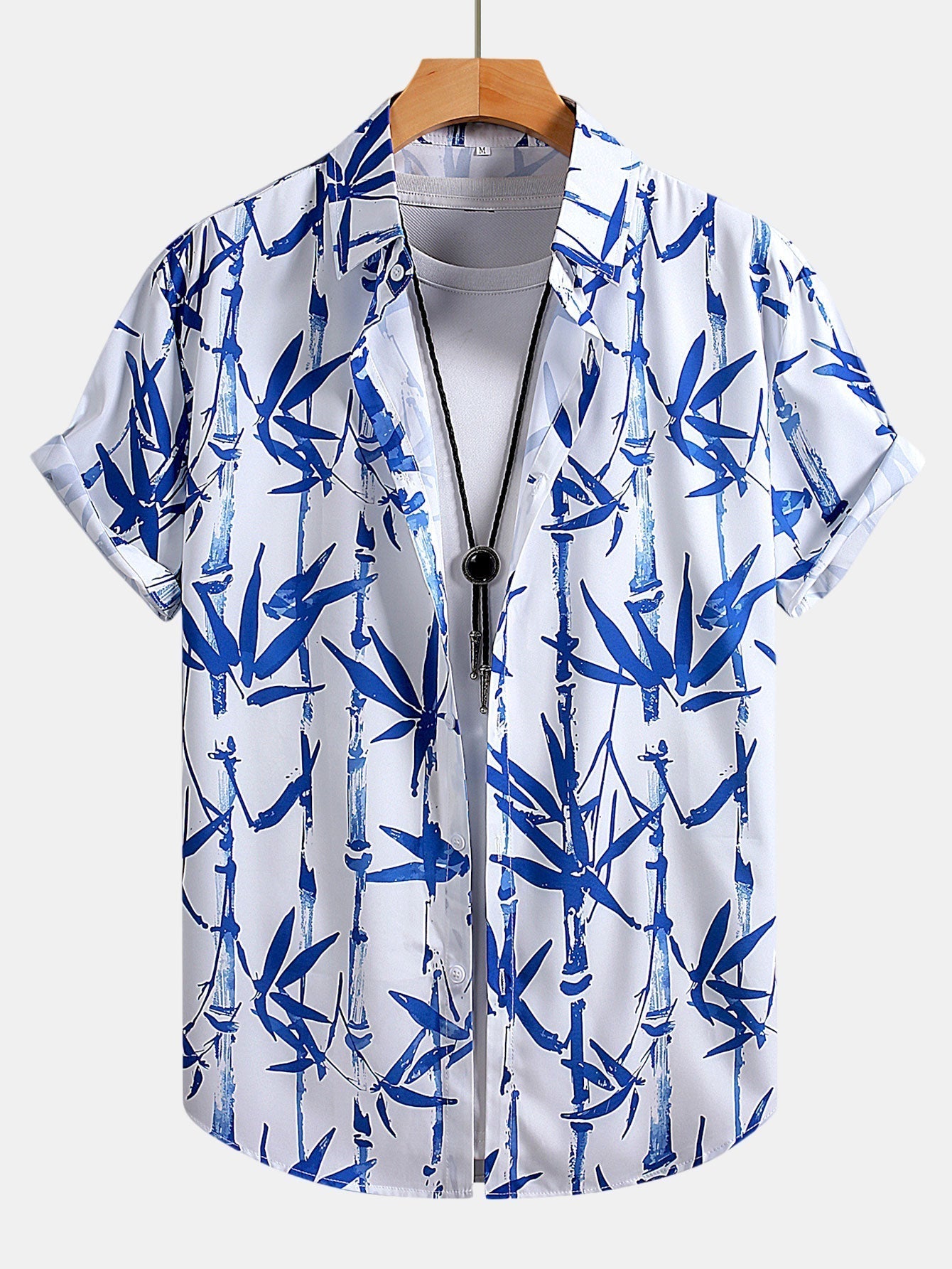 Oriental Ink Bamboo Print Button Up Shirt & Swim Shorts