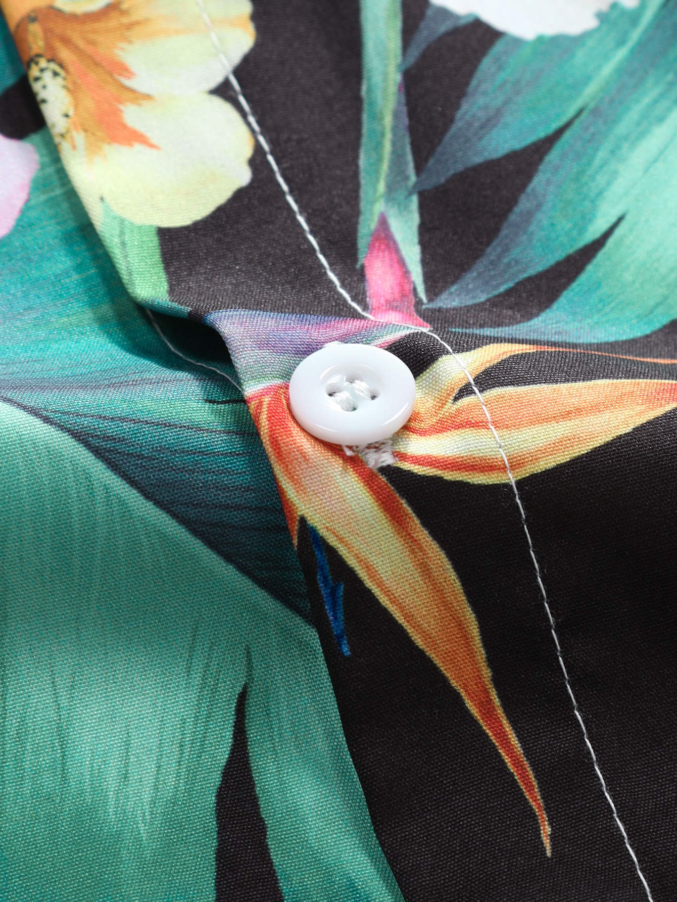 Tropical Flowers Print Button Up Shirt & Swim Shorts