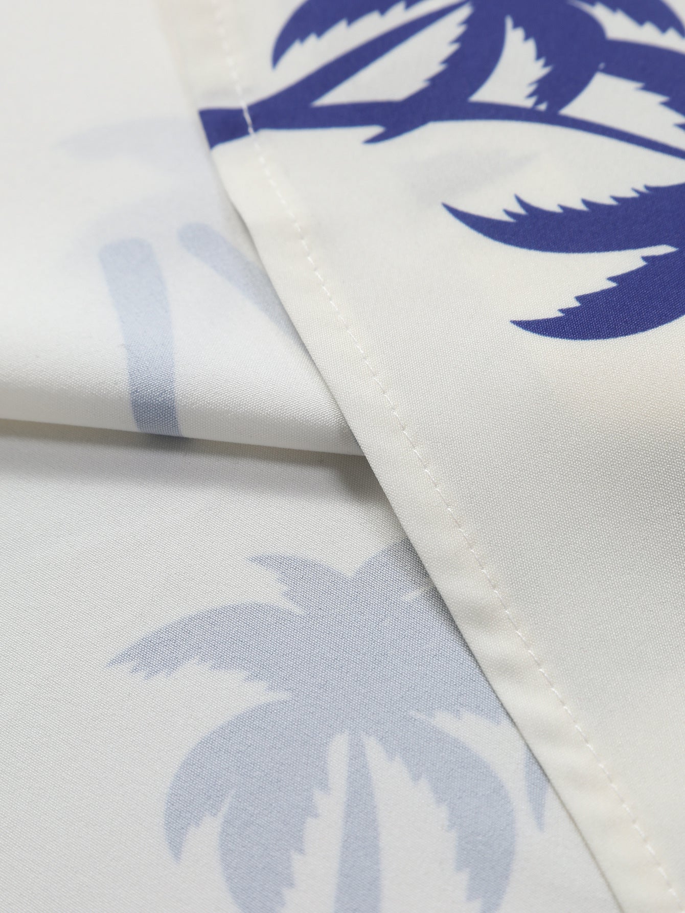 Palm Tree Print Button Up Shirt & Man Mid Length Drawstring Swim Shorts