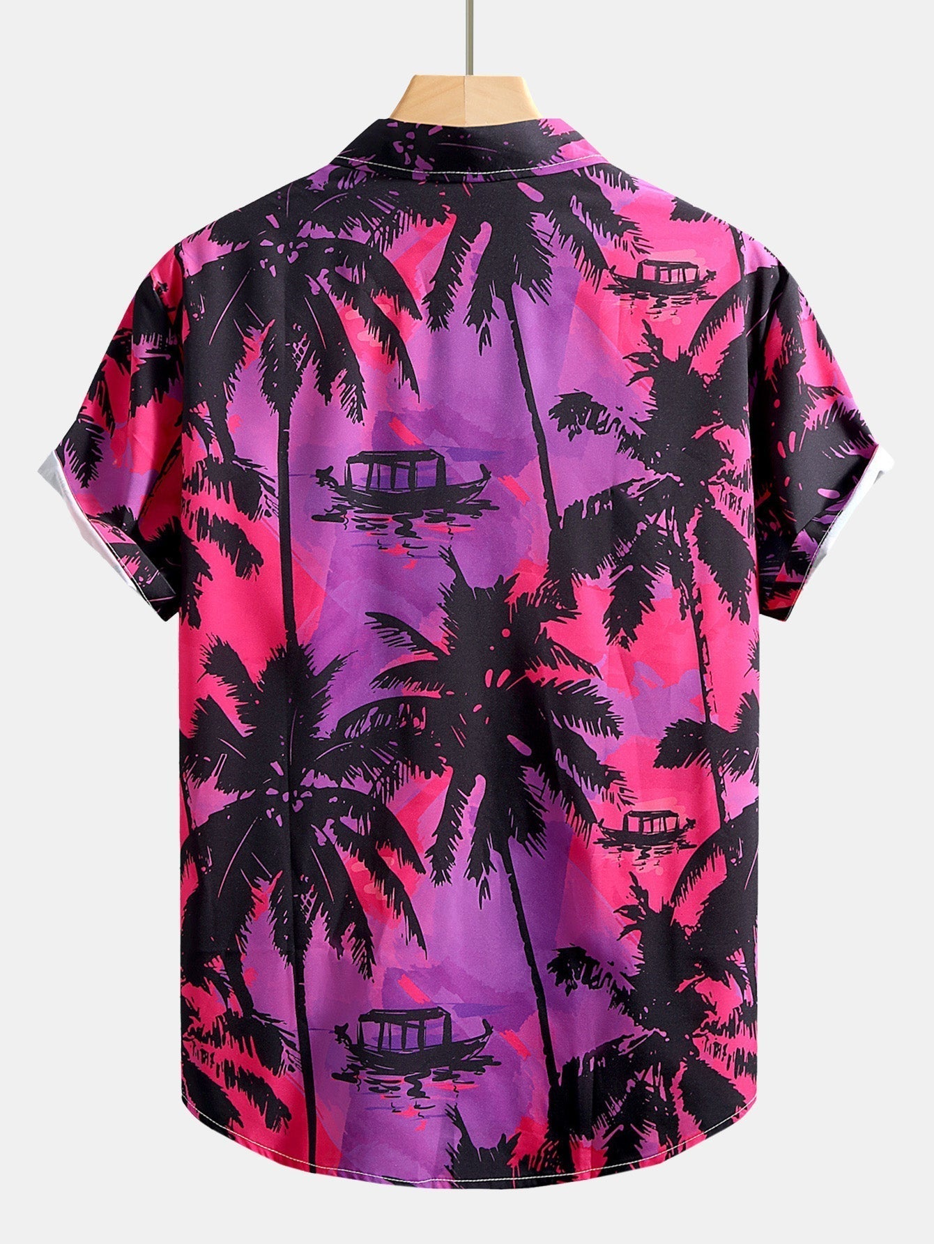 Palm Tree Print Button Up Shirt & Swim Shorts