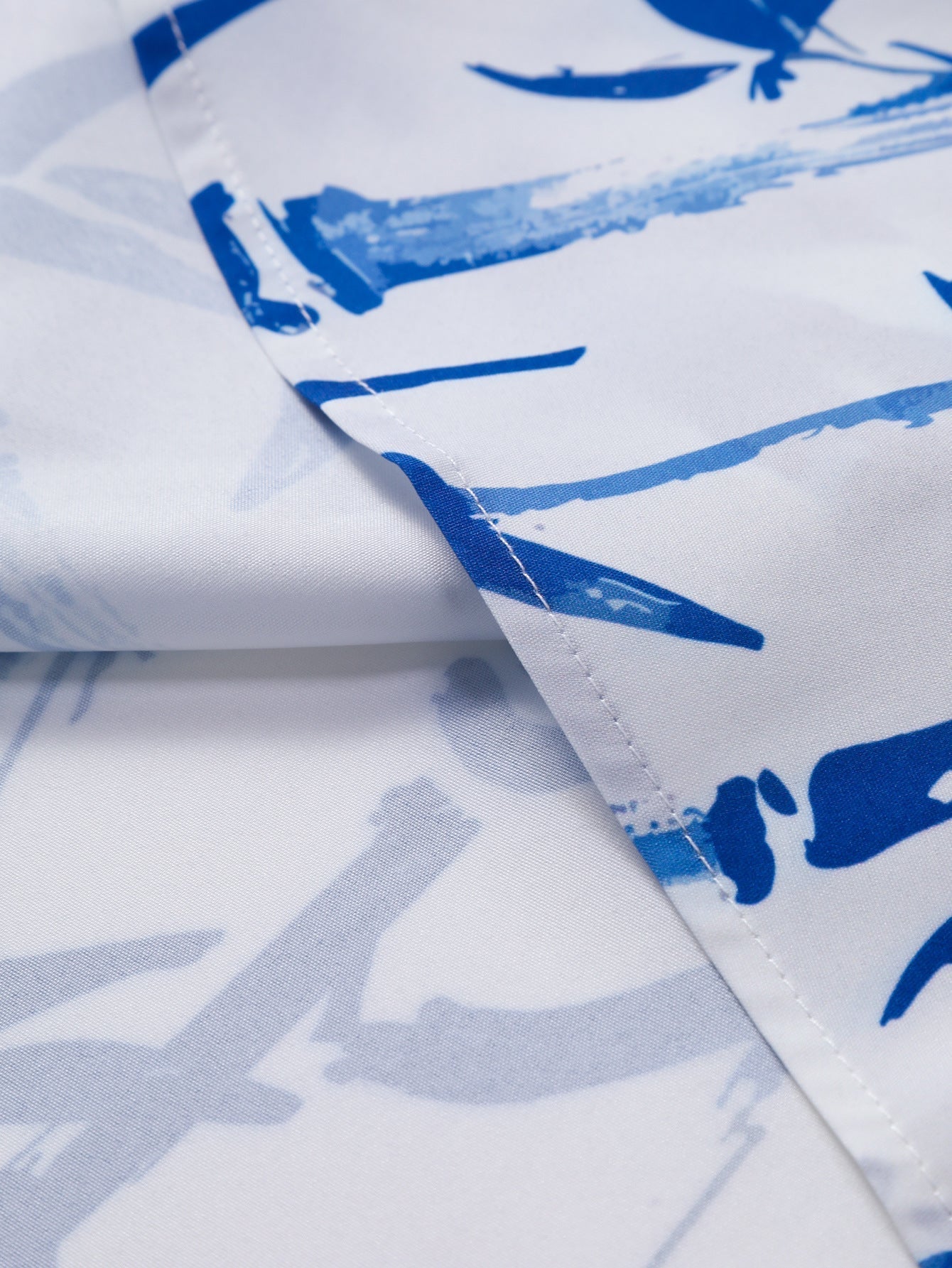 Oriental Ink Bamboo Print Button Up Shirt & Swim Shorts