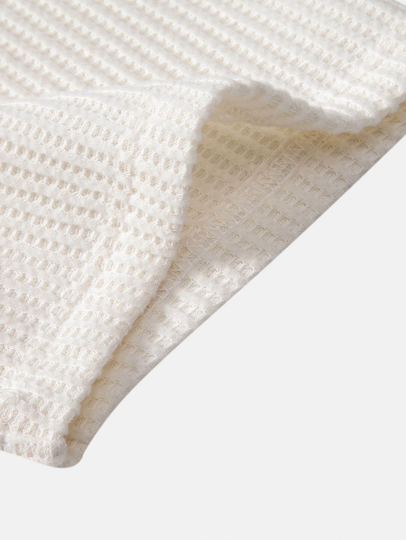 Short Sleeved Waffle V-neck Polo & Drawstring Knitted Waffle Shorts