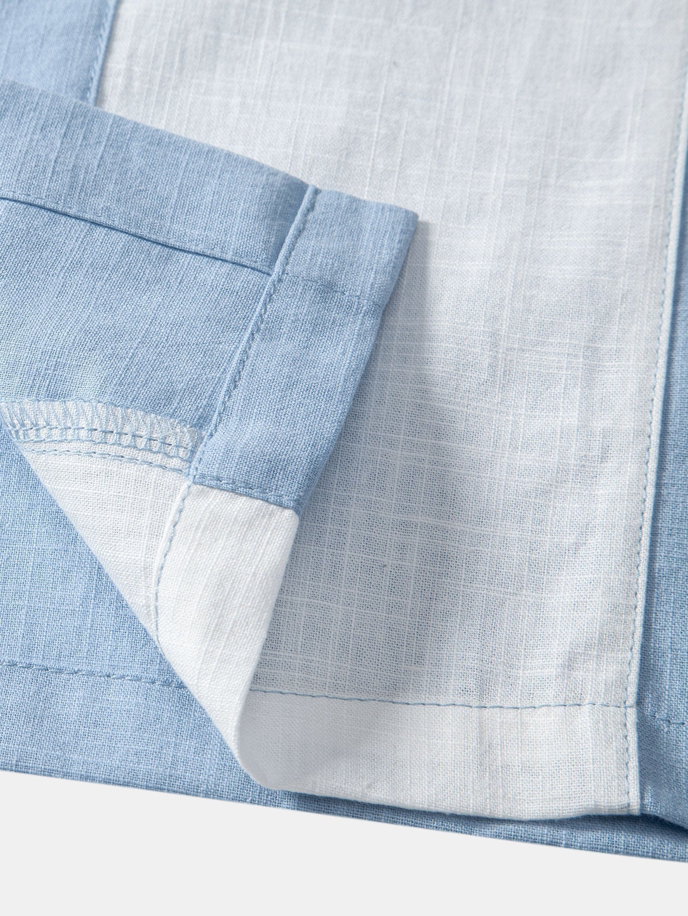 Linen Look Patchwork Bowling Shirt & Straight Leg Linen Pants