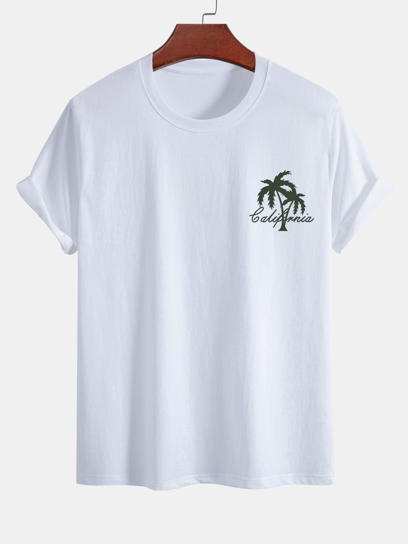 California Palm Tree Print Cotton T-Shirt & Swim Shorts