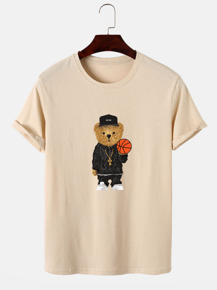 Basketball Bear Print T-Shirt & Shorts